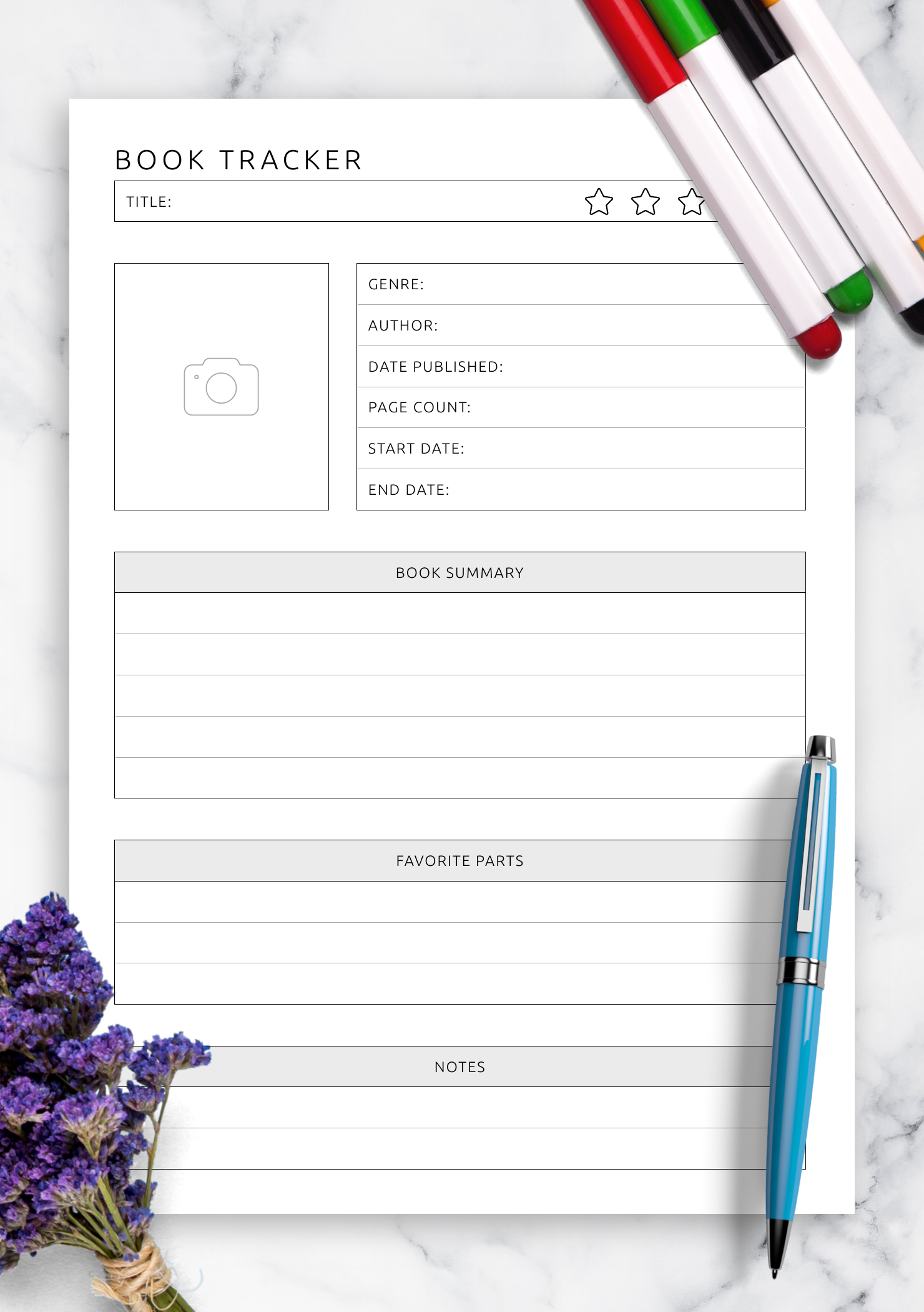 Download Printable Book Tracker Template PDF