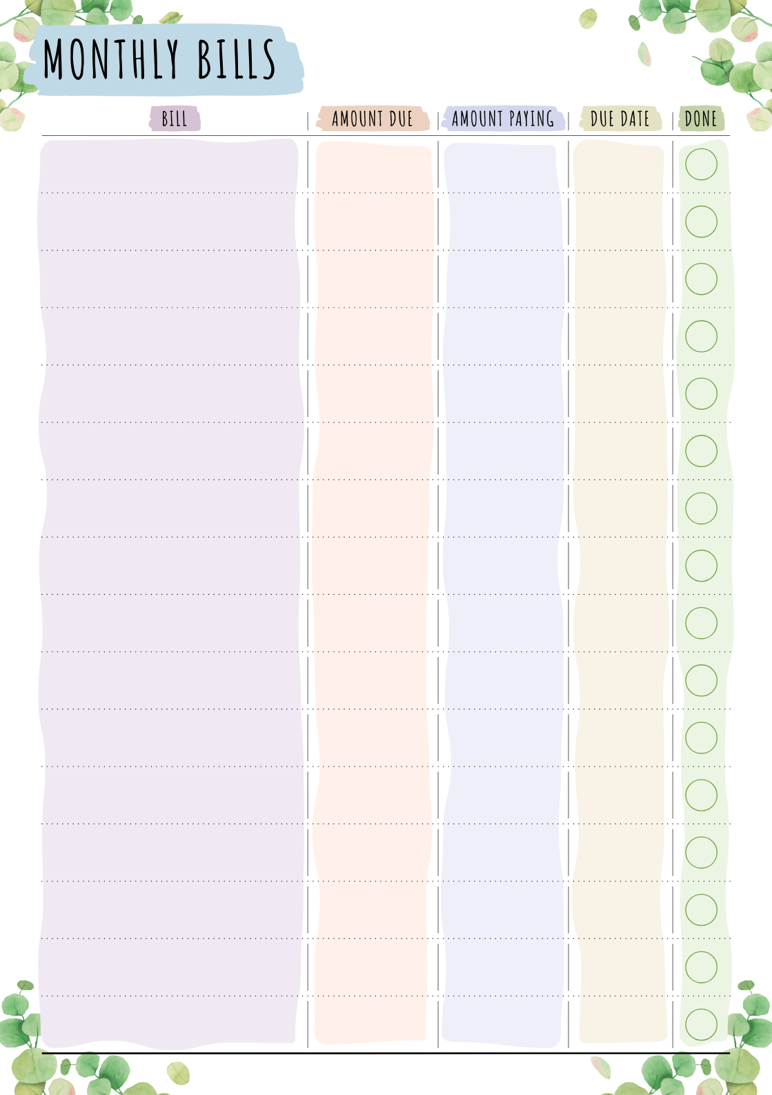 Download Printable Budget Planner - Floral Style PDF