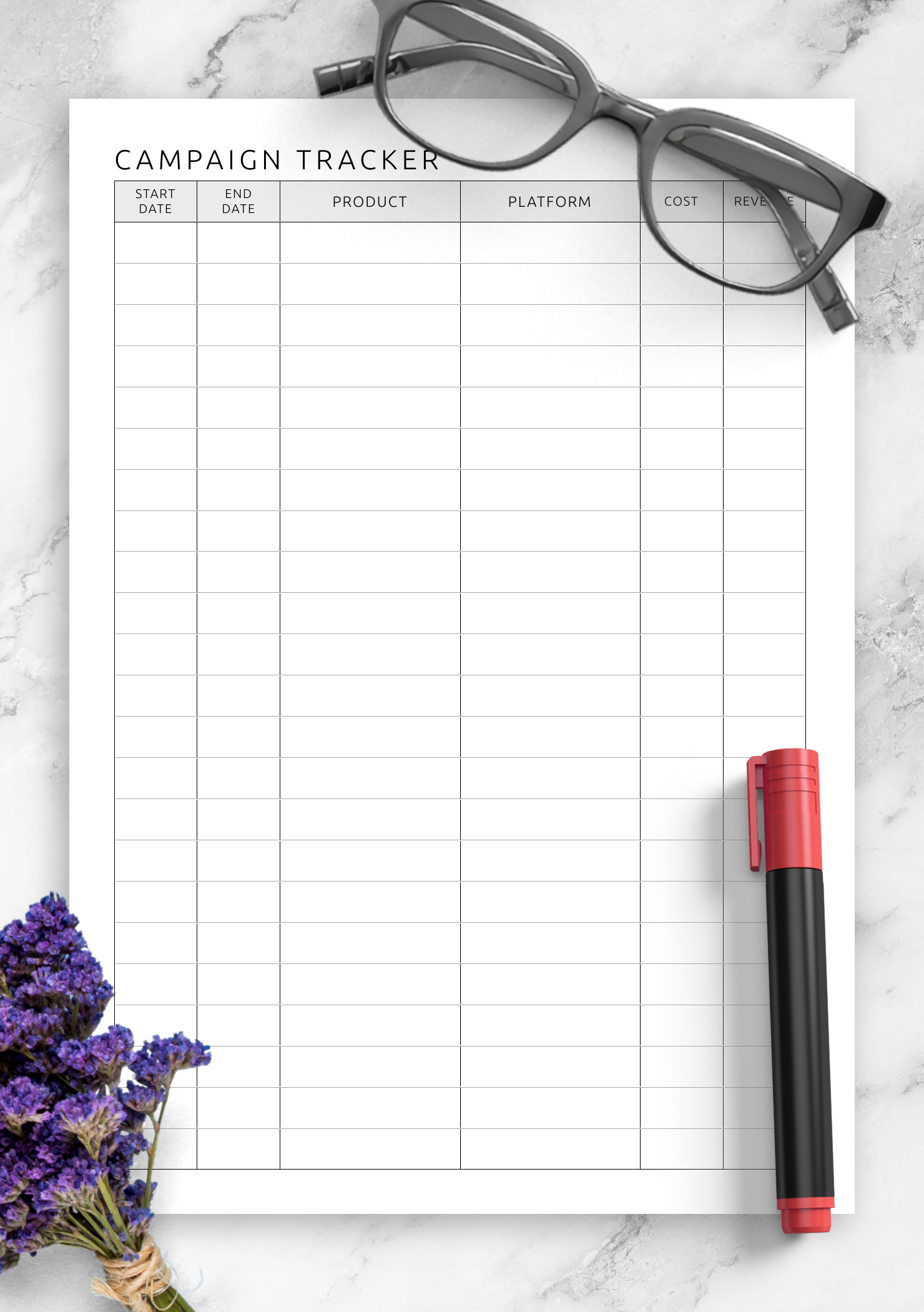 Download Printable Campaign Tracker Template PDF