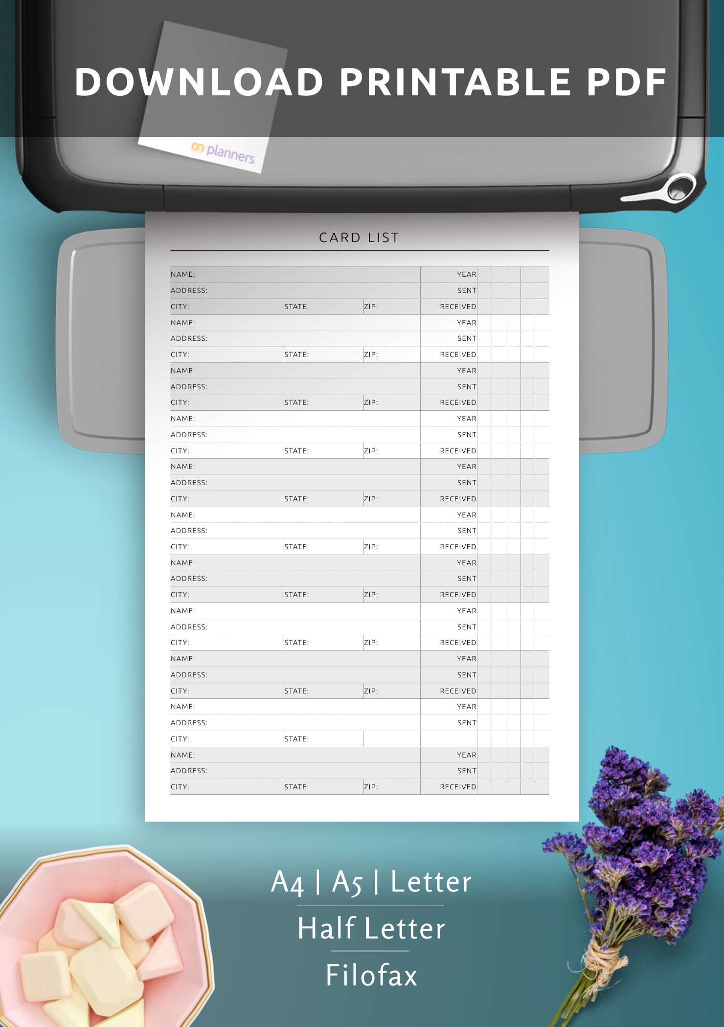 Download Printable Cards List Tracker PDF