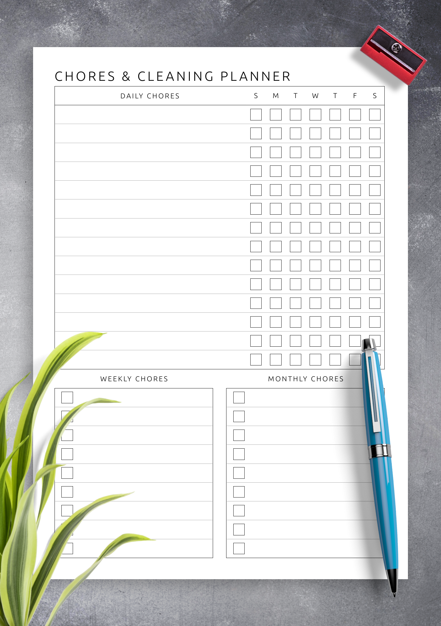 Download Printable Chores & Cleaning Planner Two Page PDF