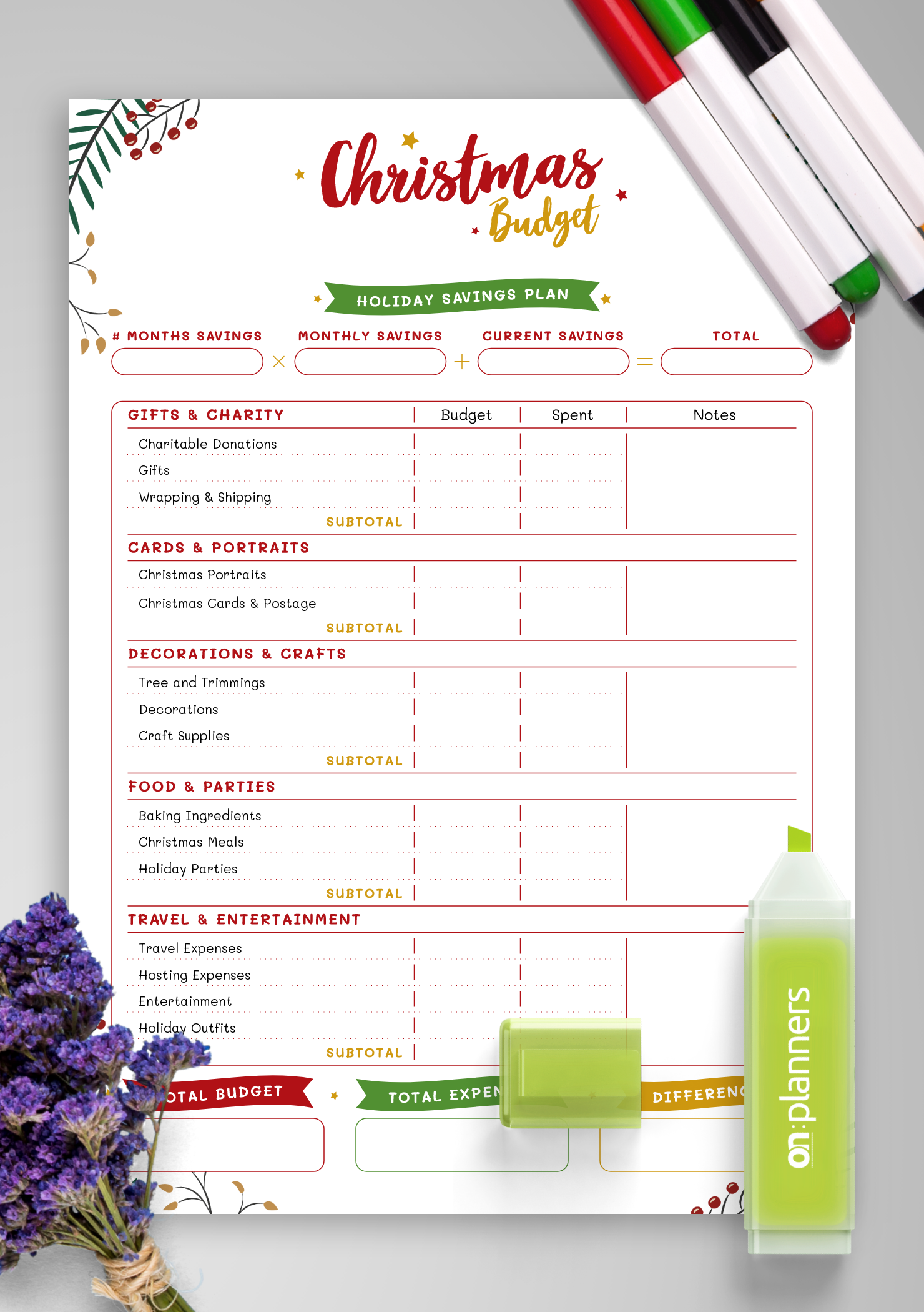 Download Printable Christmas Style Christmas Budget PDF