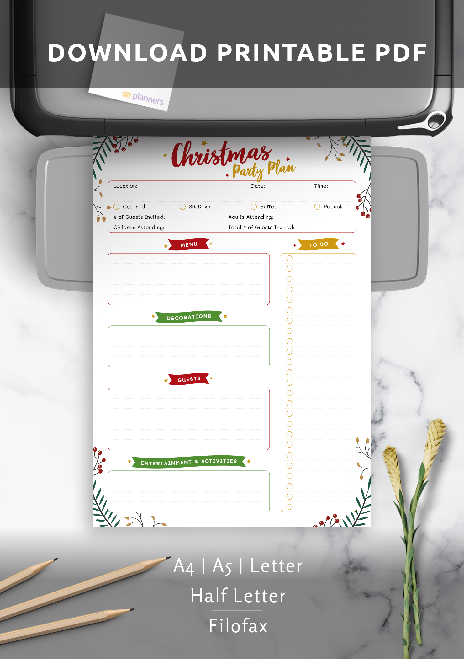 Download Printable Christmas Party Plan PDF