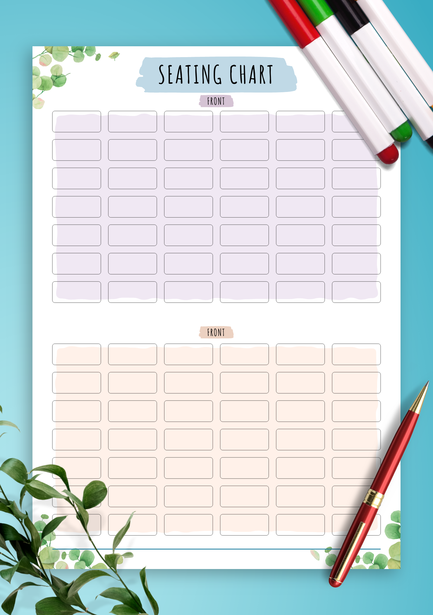 Download Printable Class Attendance & Seating Chart - Floral Style PDF