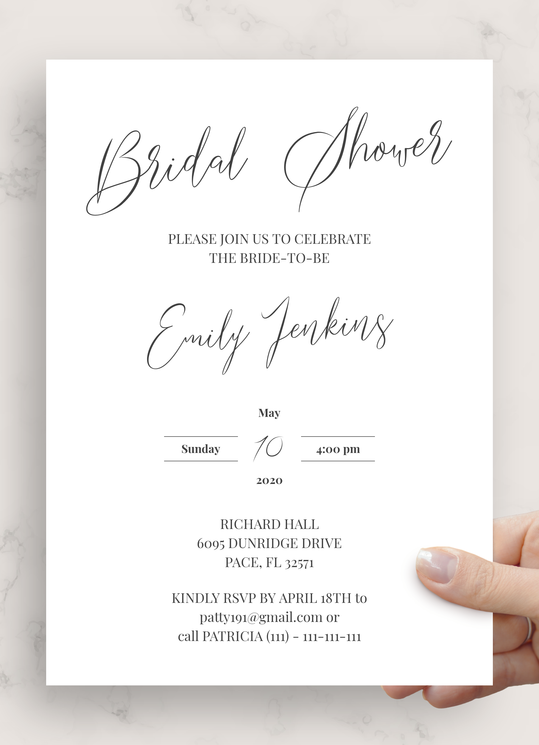 Download Printable Classic Elegant Bridal Shower Invitation Pdf