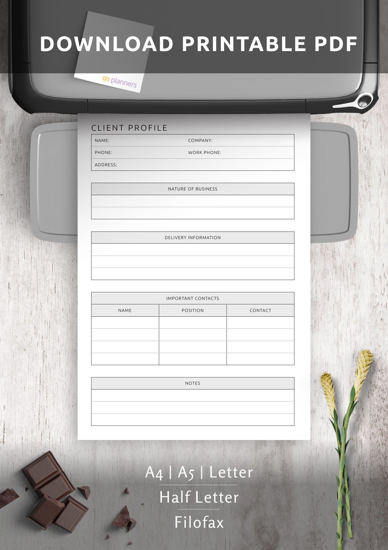 Client Profile Template – Customizable PDF for Easy Tracking