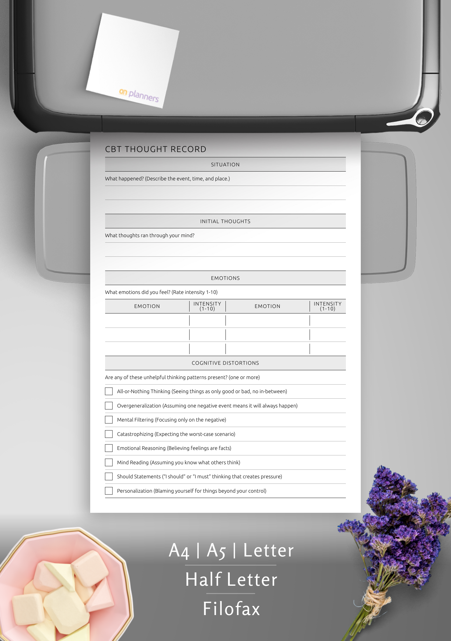 Thought Ruts Printable CBT Thought Record – Challenge Negative Thoughts Effectively