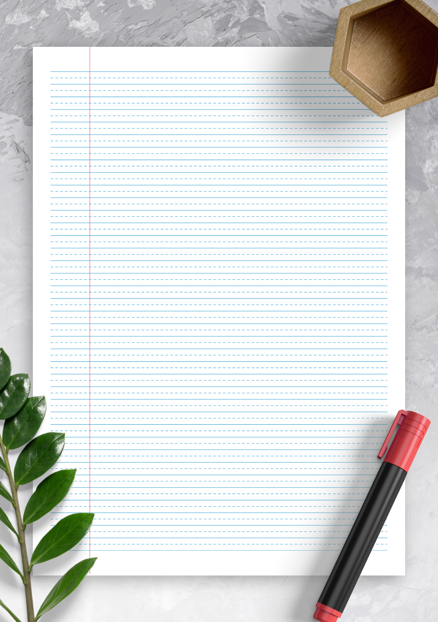 Download Printable College Ruled with dashed center guide line - Blue ...