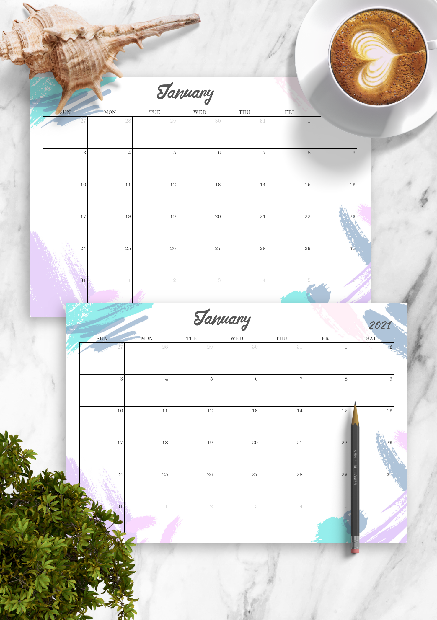 Download Printable Colored Monthly Calendar PDF