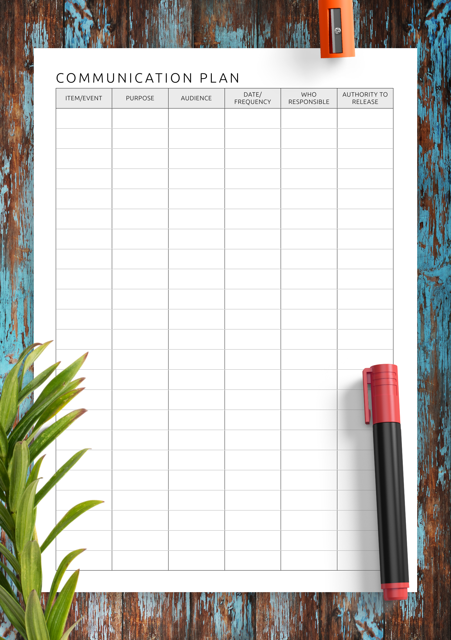 Download Printable Communication Plan Template PDF
