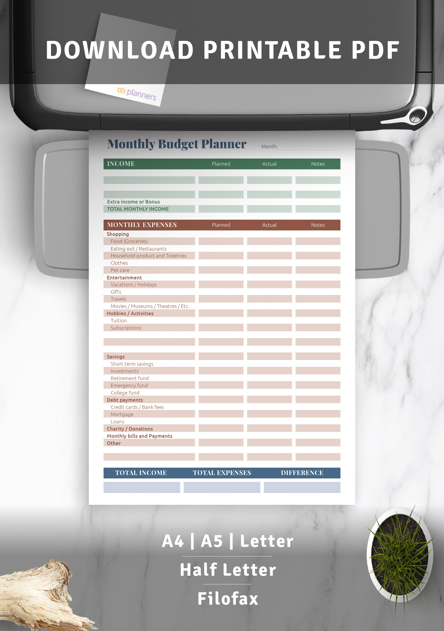 Download Printable Complex budget planner PDF