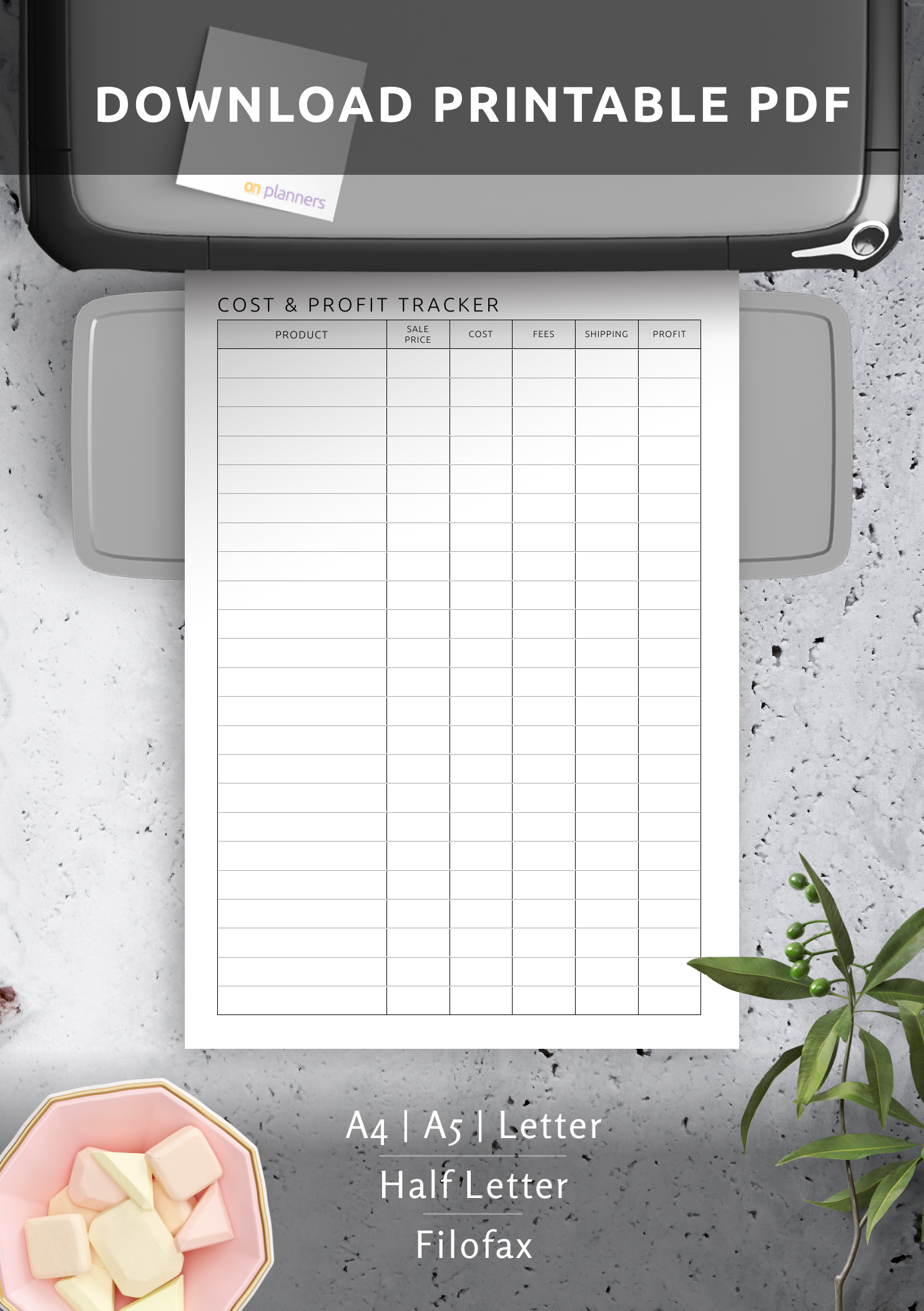 Download Printable Cost & Profit Tracker Template PDF