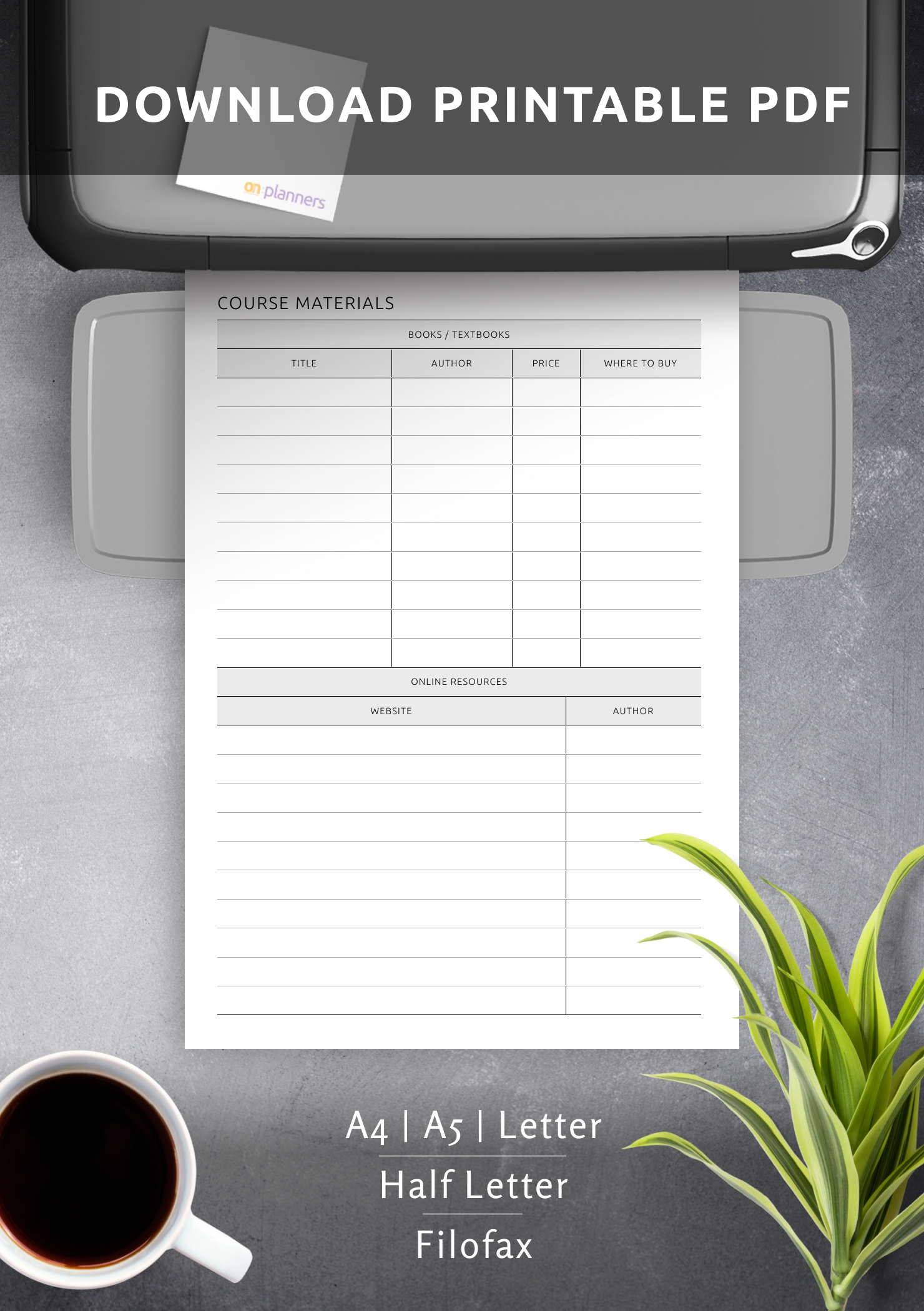 Course Downloadables Download Printable Course Materials Template PDF