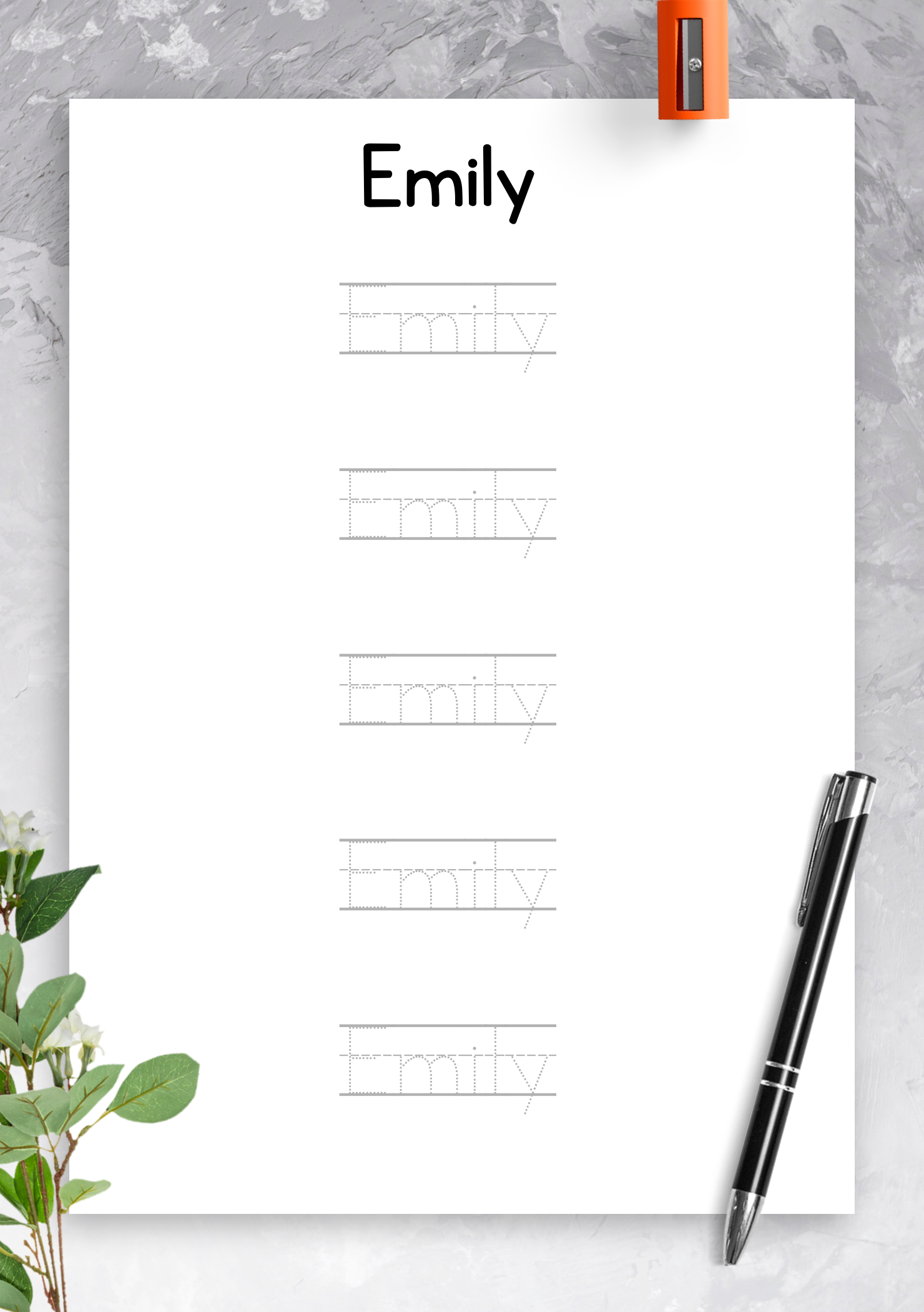 Download Customizable Name Tracing Templates for Kids Printable PDF