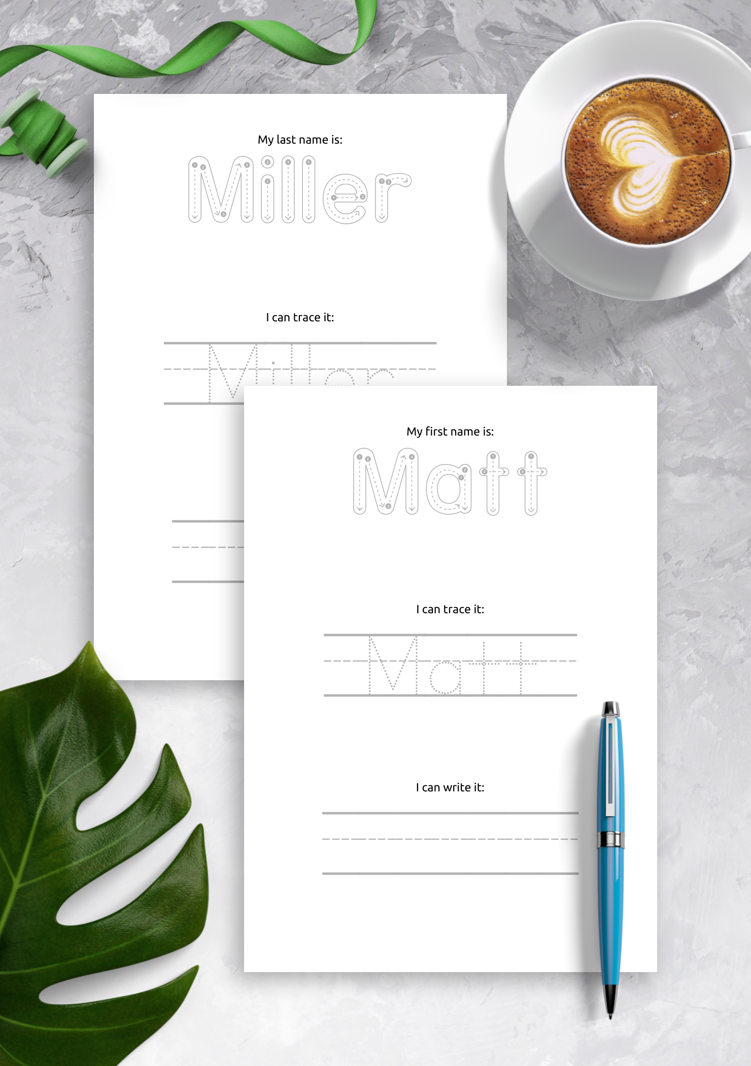 Download Custom Name Tracing Templates for Kids Printable PDF