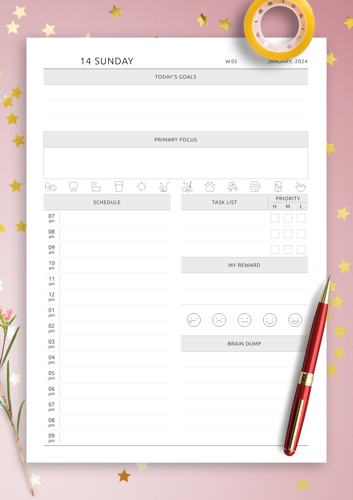 Download Printable Daily ADHD-Friendly Planner PDF