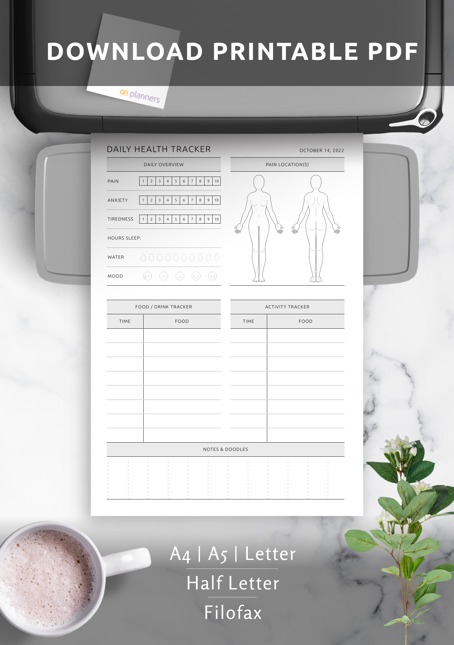 Download Printable Daily Health Tracker Female PDF