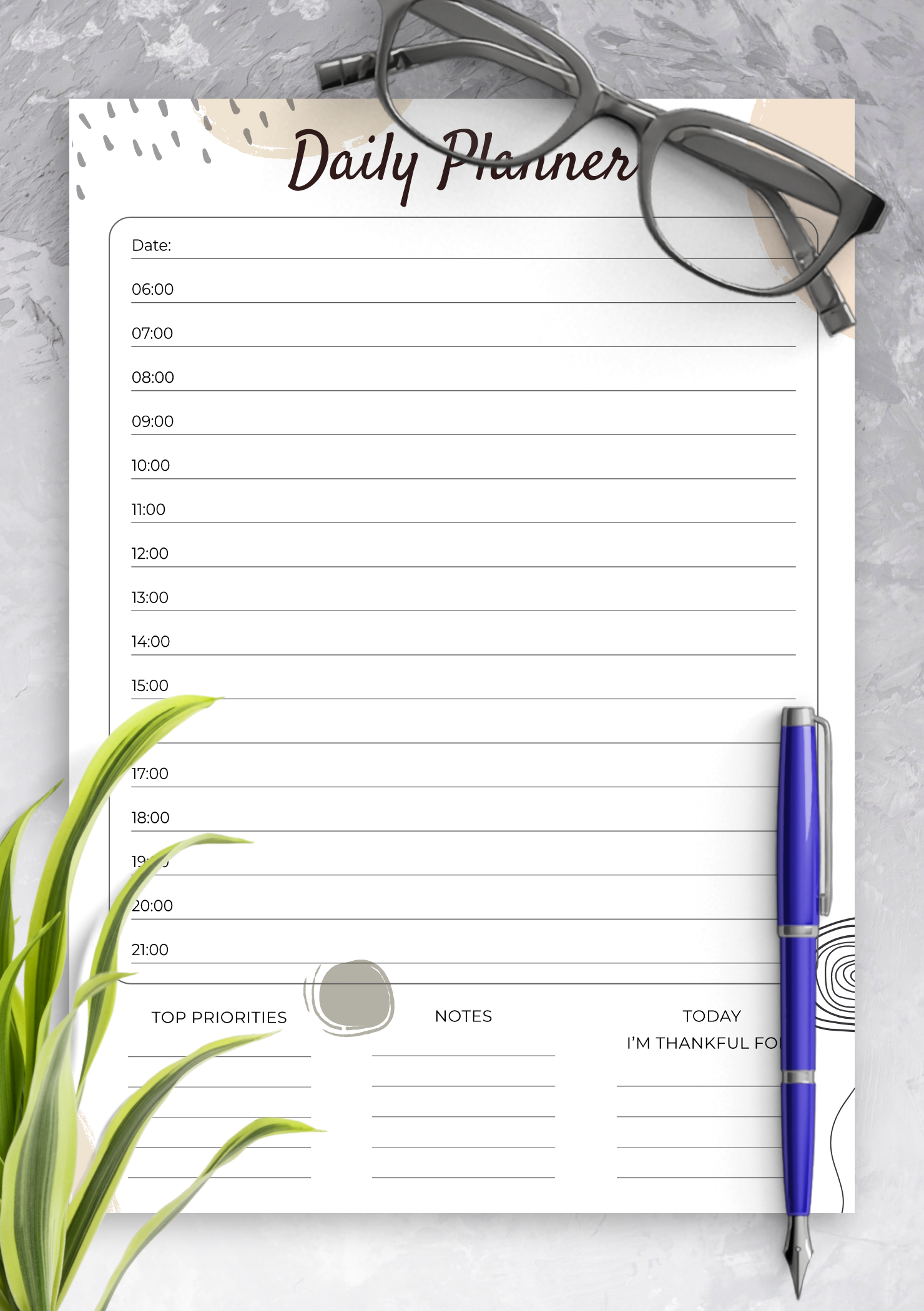 Daily Planner With Time Slots Free Printable