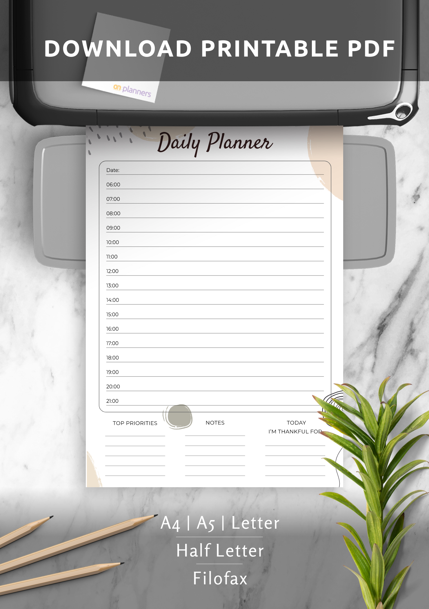 download printable daily planner with time slots template pdf