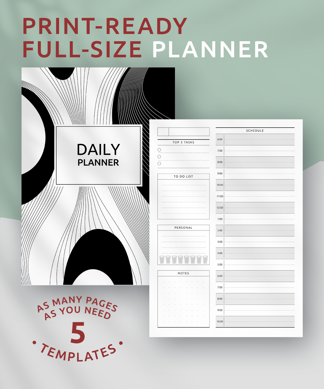 Download Printable Daily Planner Undated Original Style Pdf