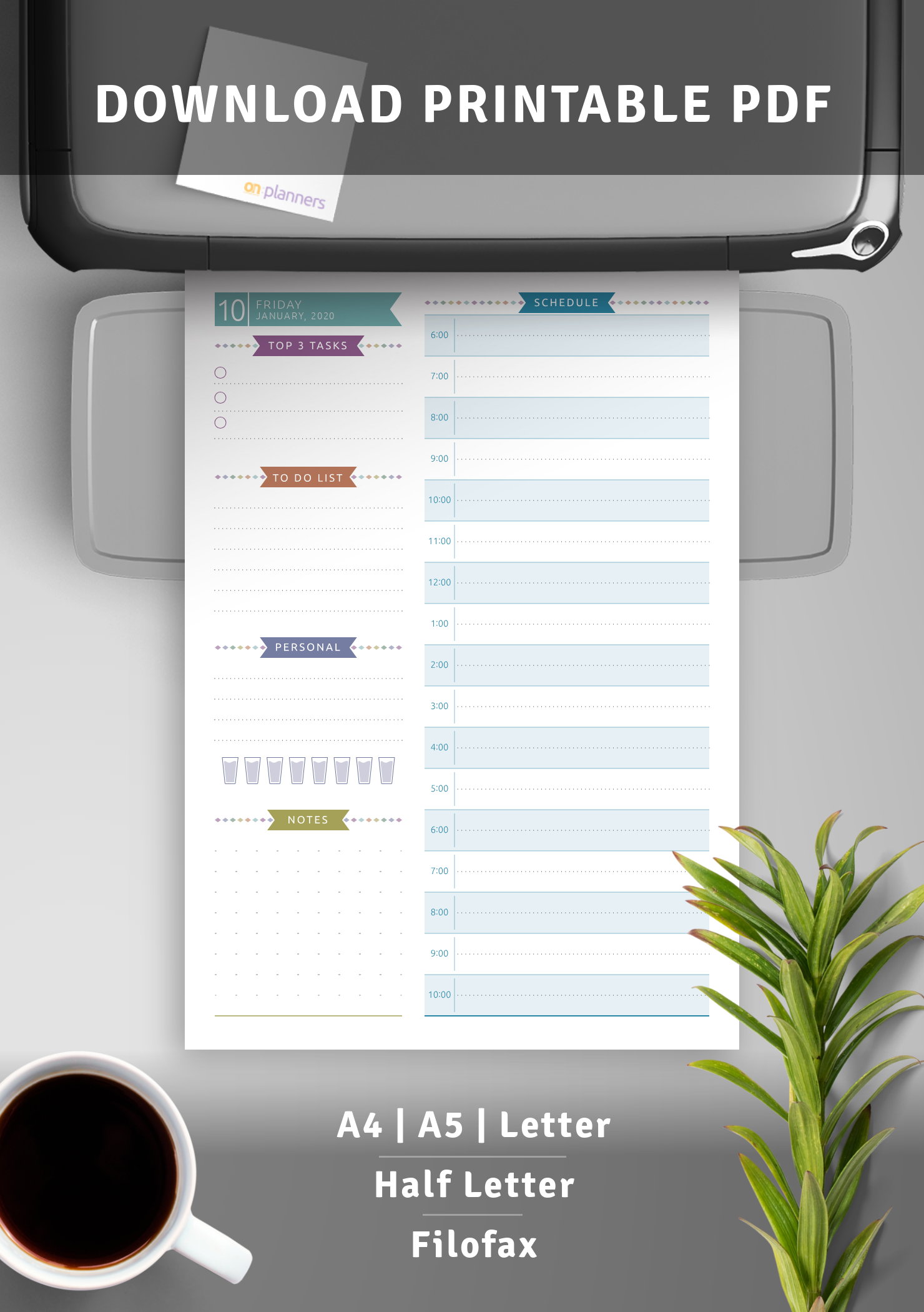 Download Printable Dated Daily Planner - Casual Style PDF