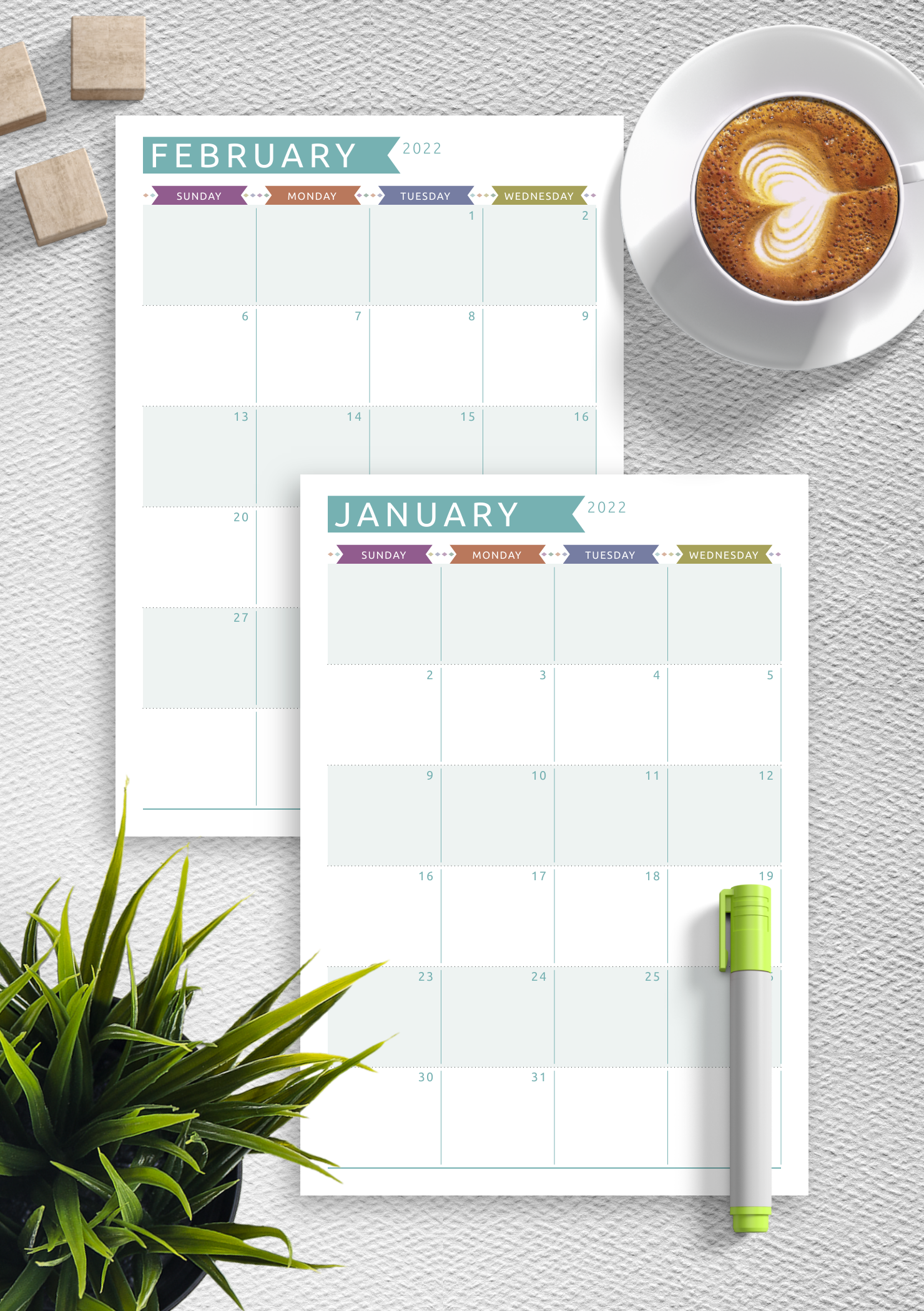 Download Printable Dated Monthly Calendar - Casual Style PDF