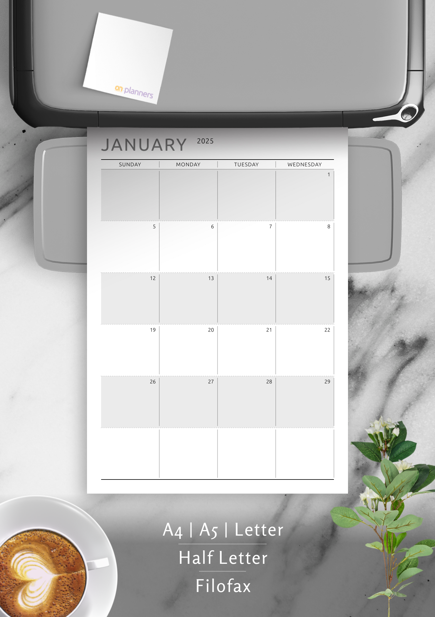 Download Printable Dated Monthly Calendar - Original Style PDF