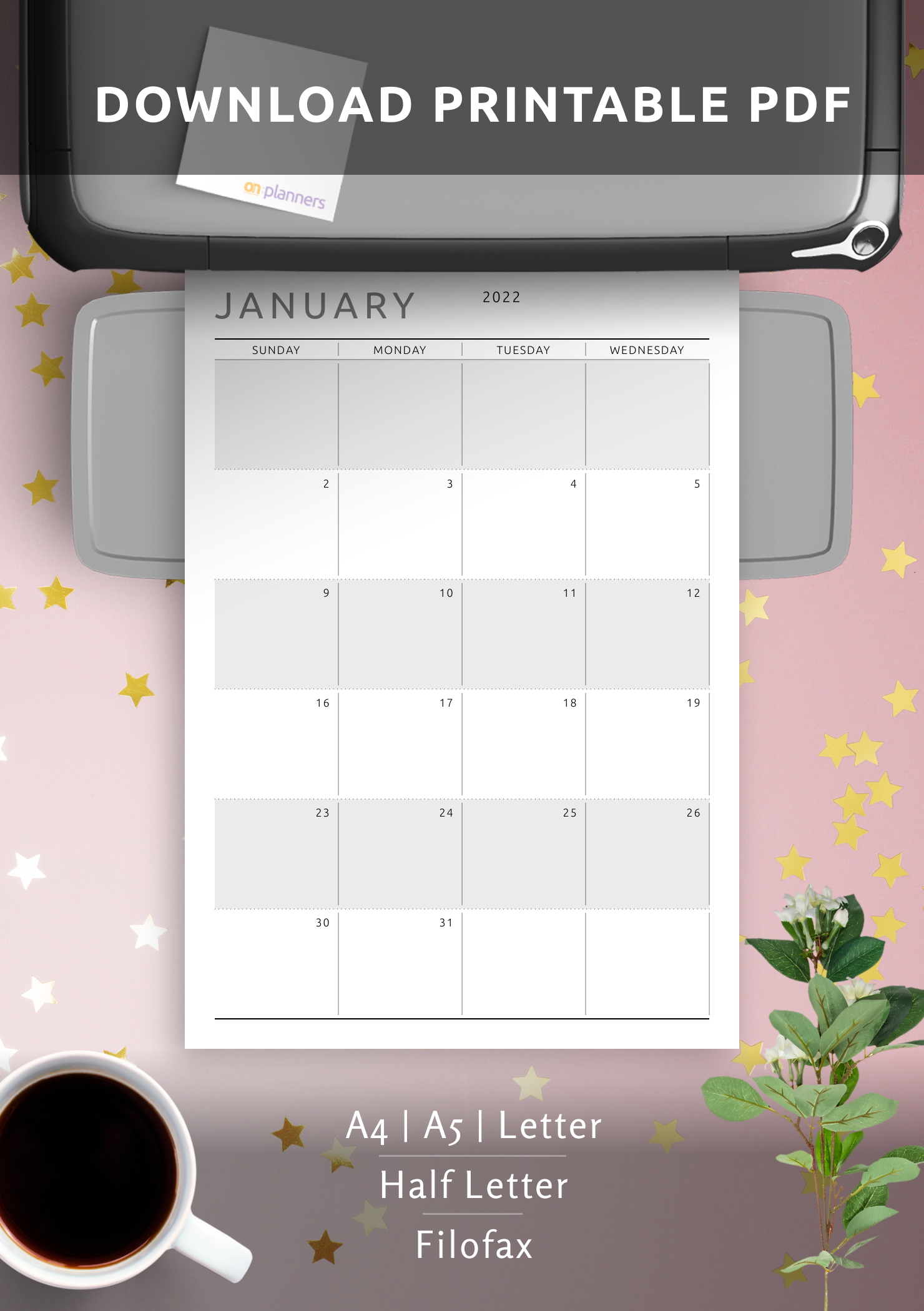 Download Printable Dated Monthly Calendar Original Style PDF