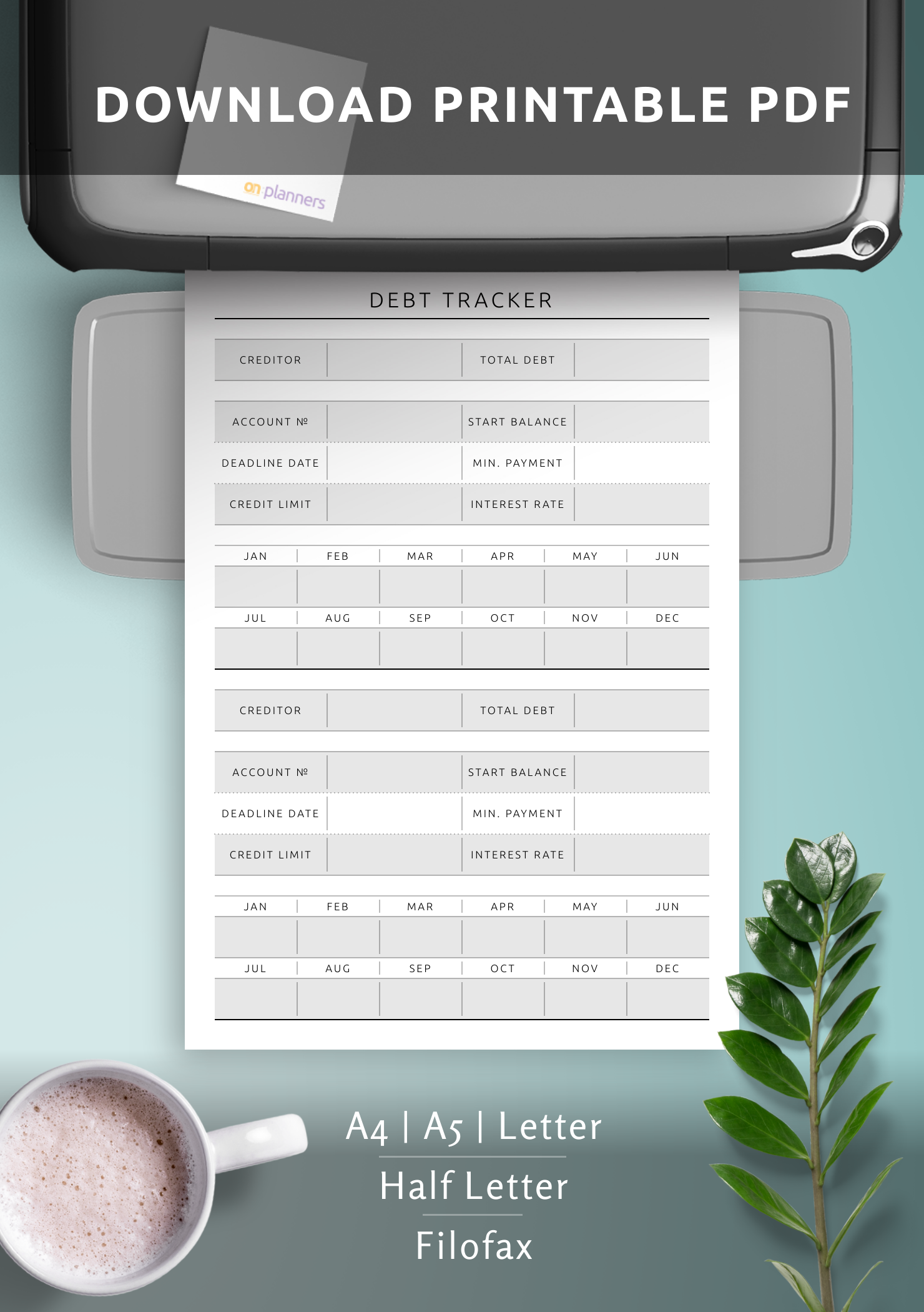 Download Printable Debt Tracker Template PDF