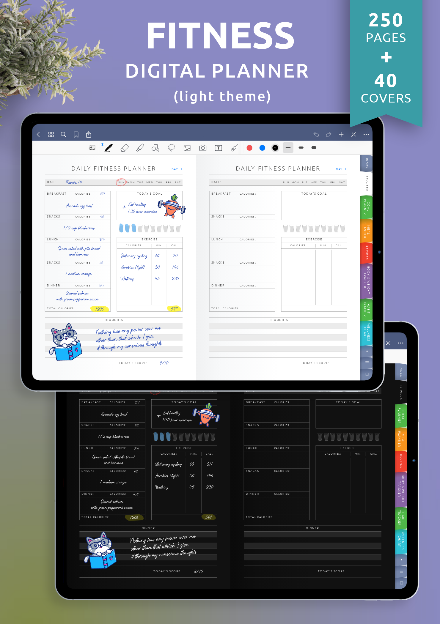 Download Digital Fitness Planner PDF for GoodNotes, iPad