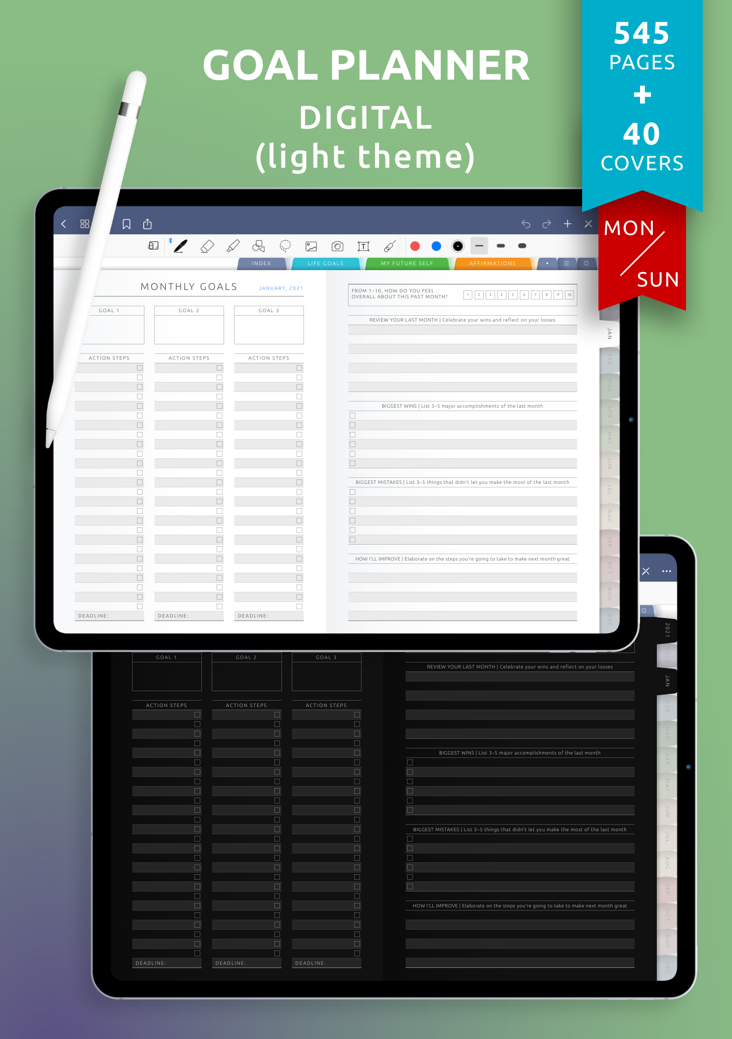 Download Digital Goal Planner PDF for GoodNotes, iPad