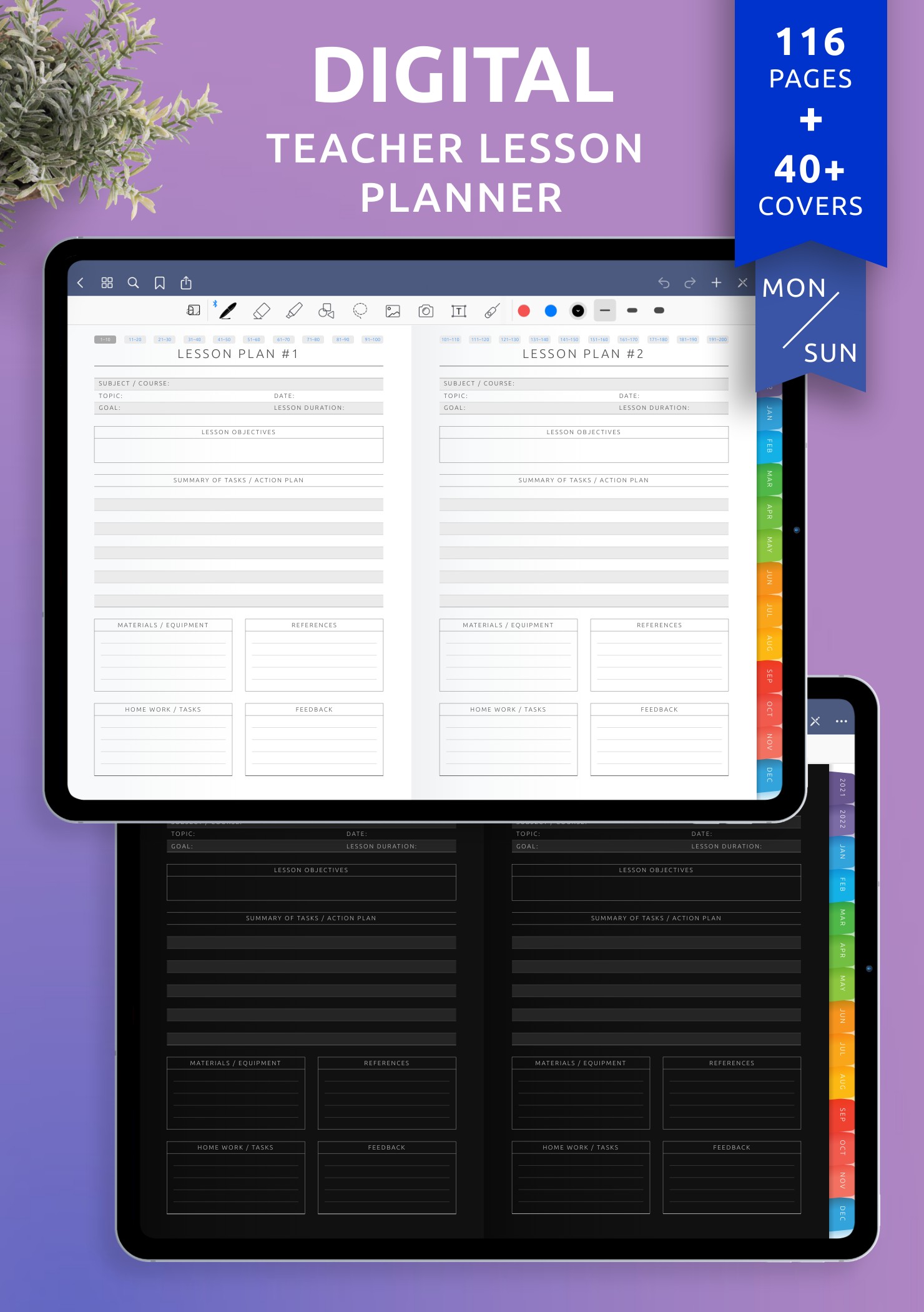 Digital Teacher Lesson Planner for GoodNotes, Noteshelf, Notability