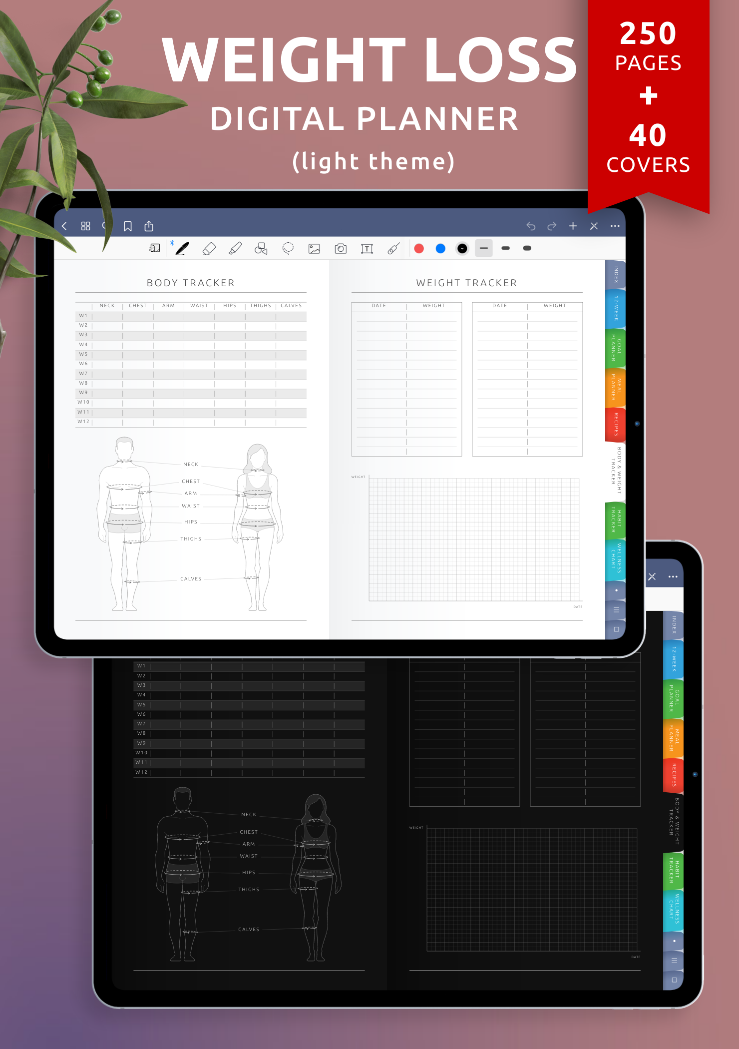 Download Digital Weight Loss Planner PDF for GoodNotes, iPad