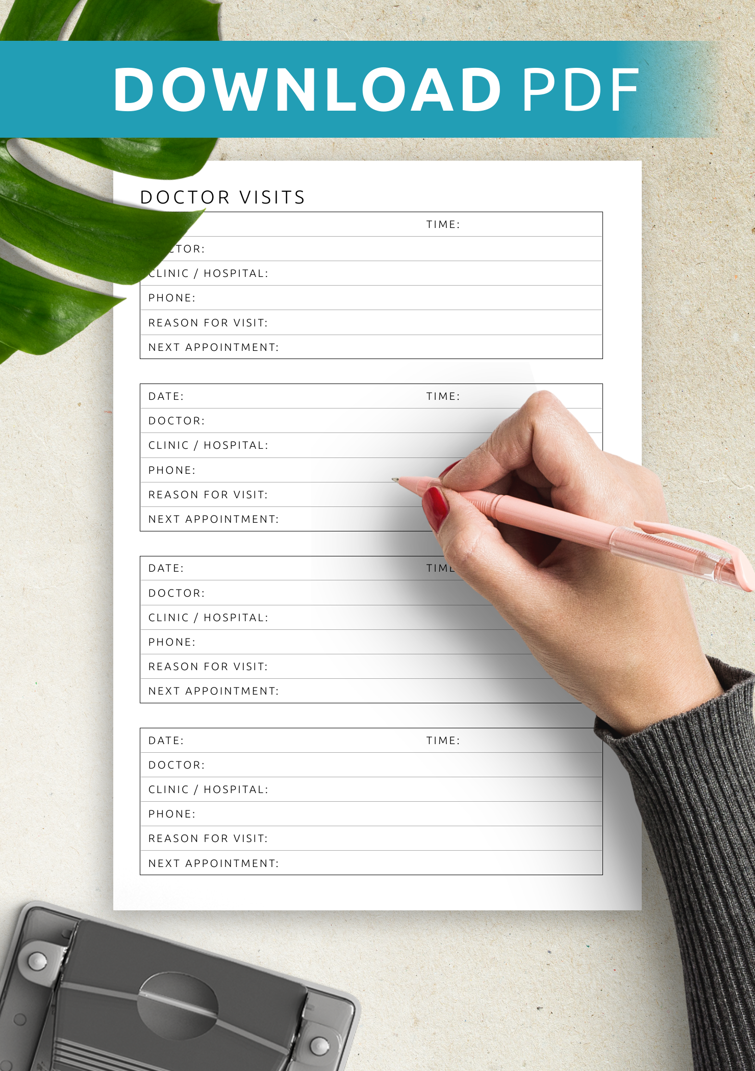 Download Printable Doctor Visits Template PDF