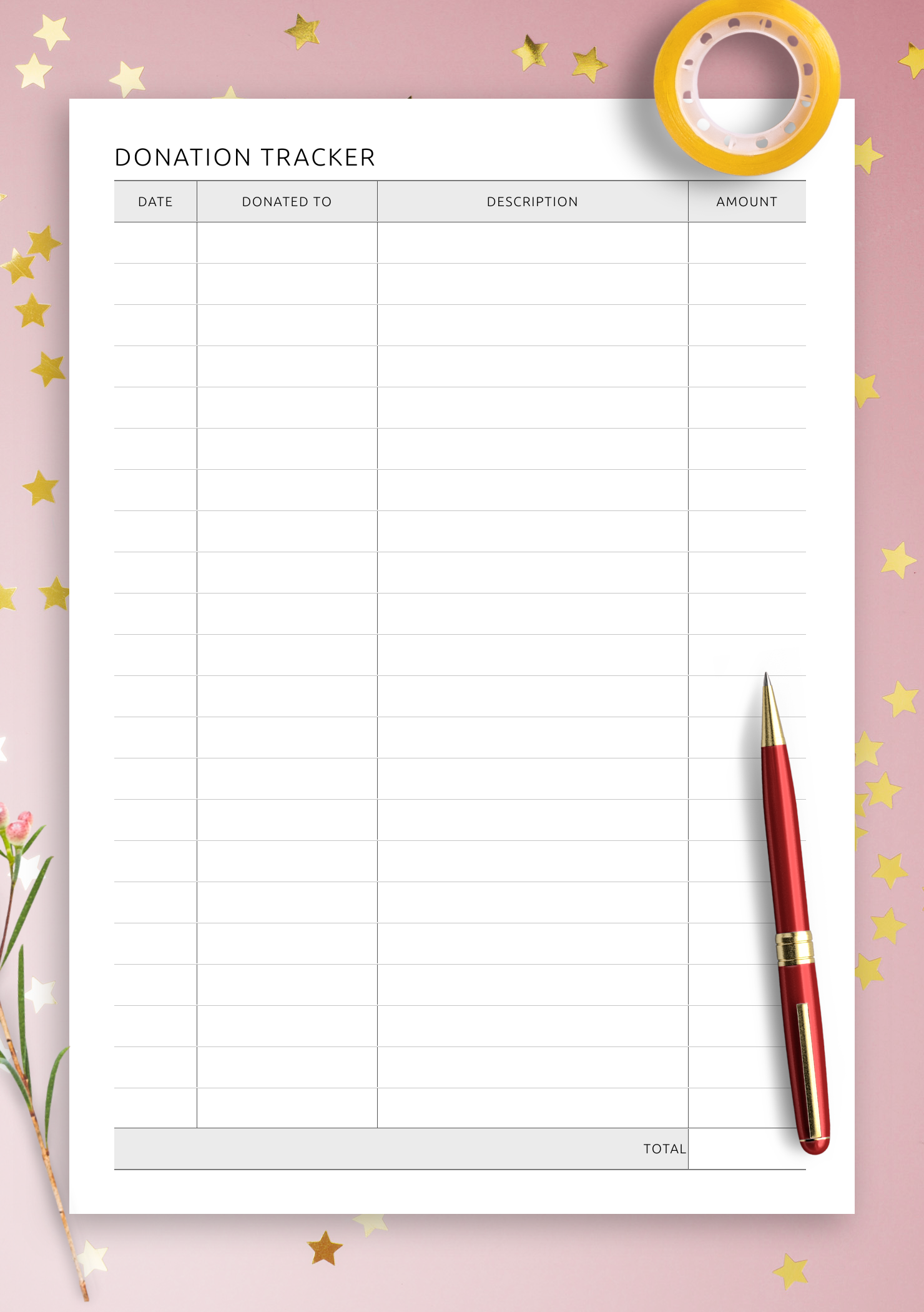 Donation Tracker PDF: Get Printable Or Digital Template For ReMarkable ...