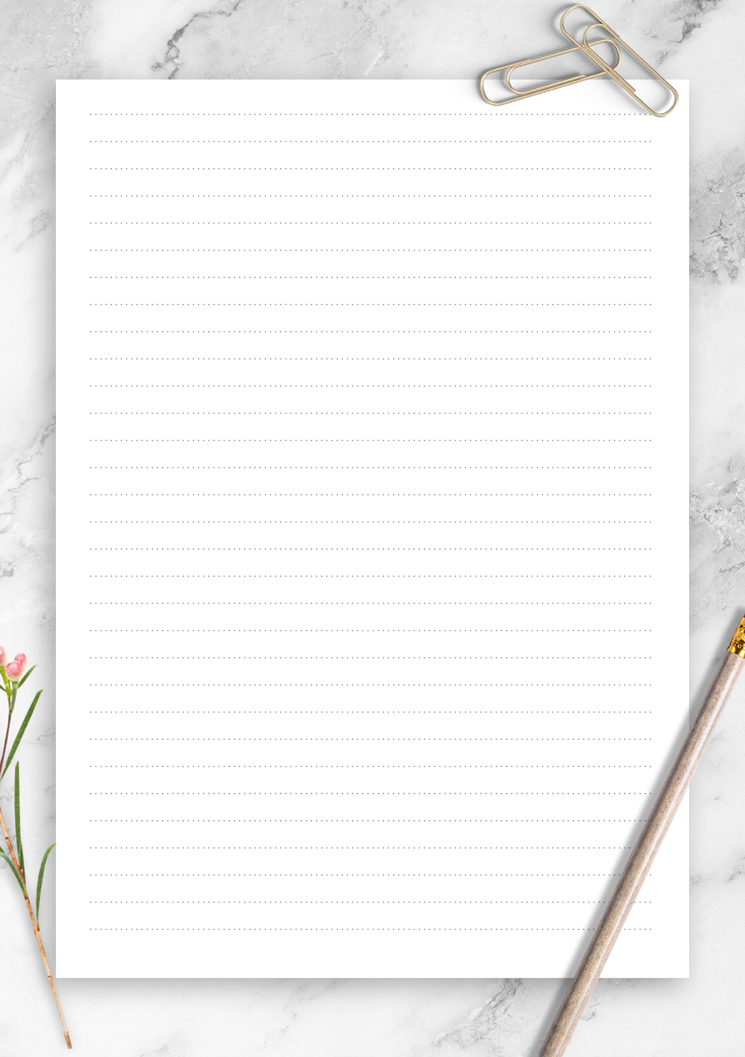 Download Printable Dotted Lined Paper Printables 6.35 mm line height PDF