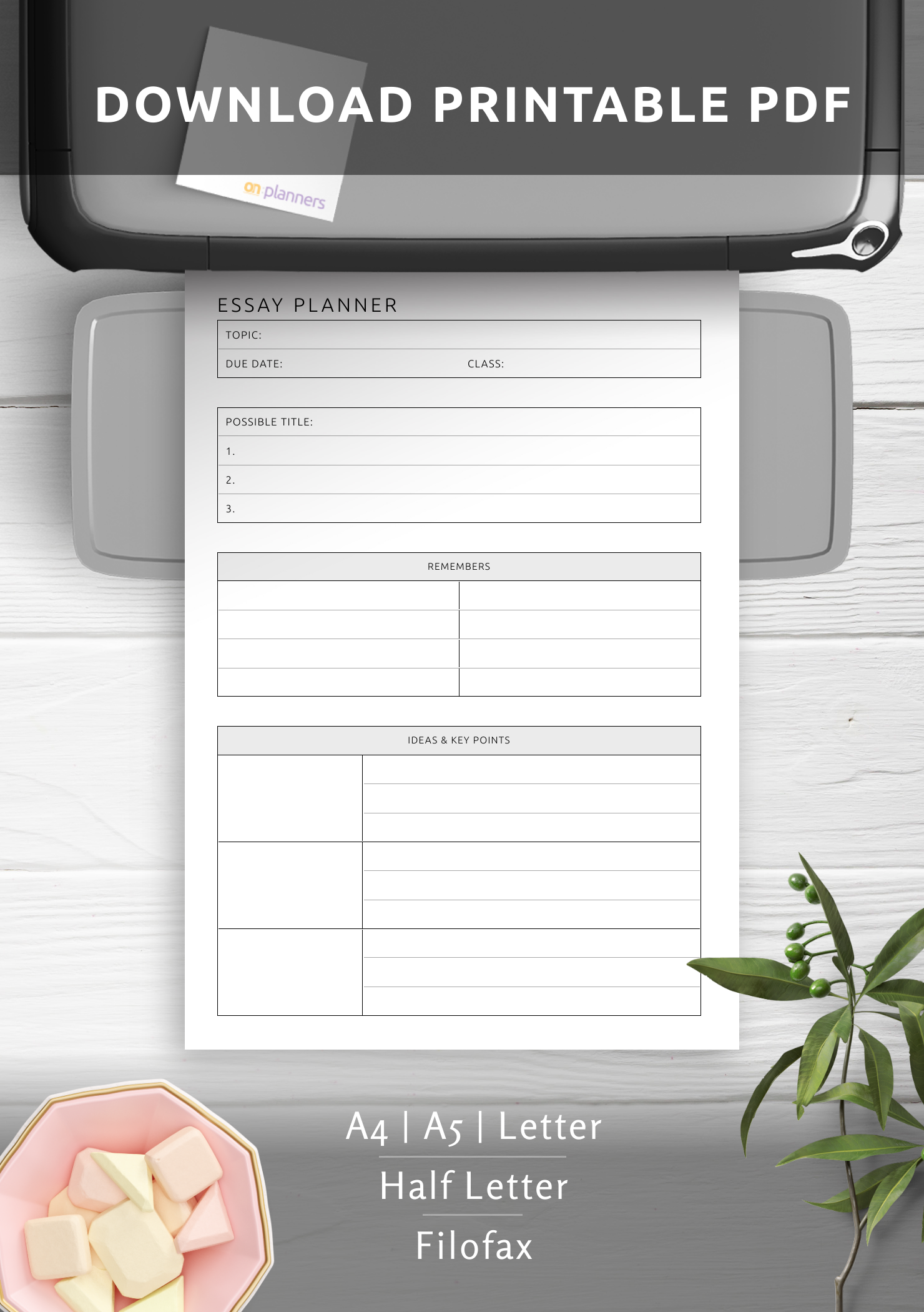 personal essay form and style planner