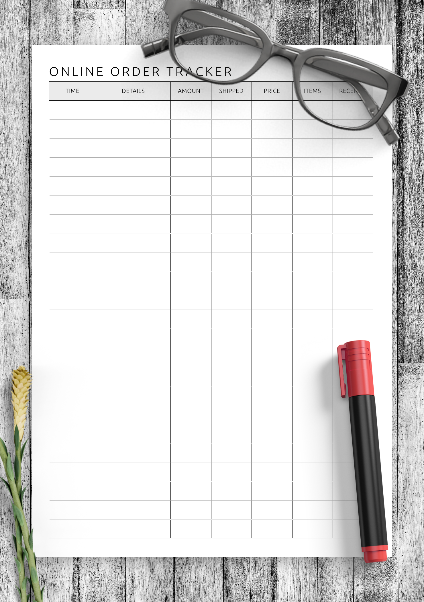 Download Printable Extended Online Order Tracker Template PDF