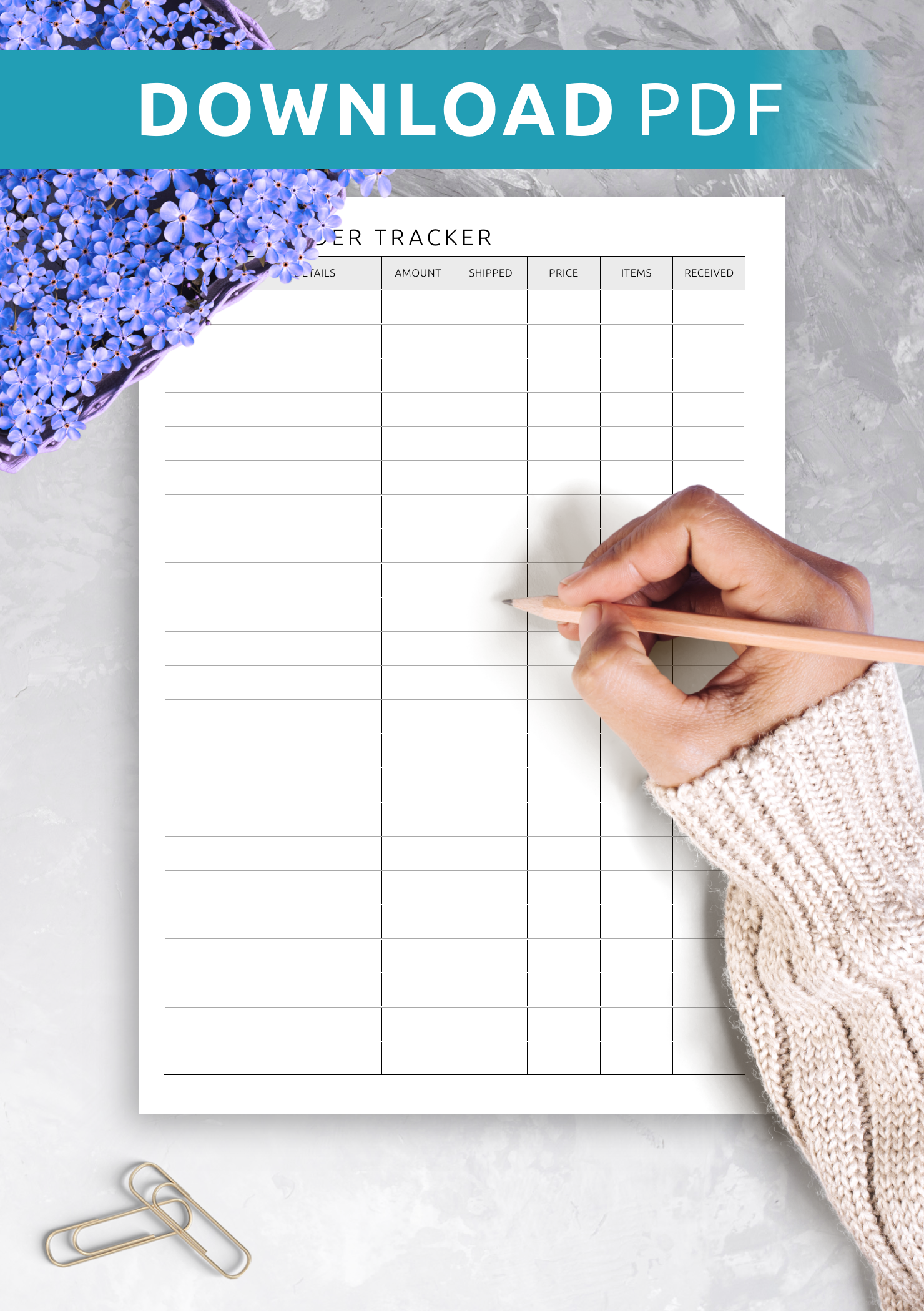 Download Printable Extended Online Order Tracker Template PDF