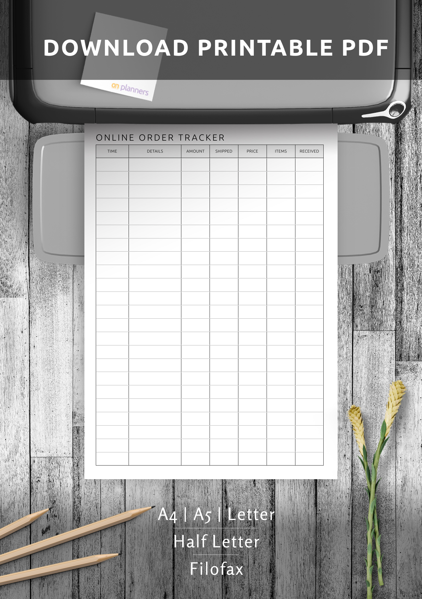 Download Printable Extended Online Order Tracker Template PDF