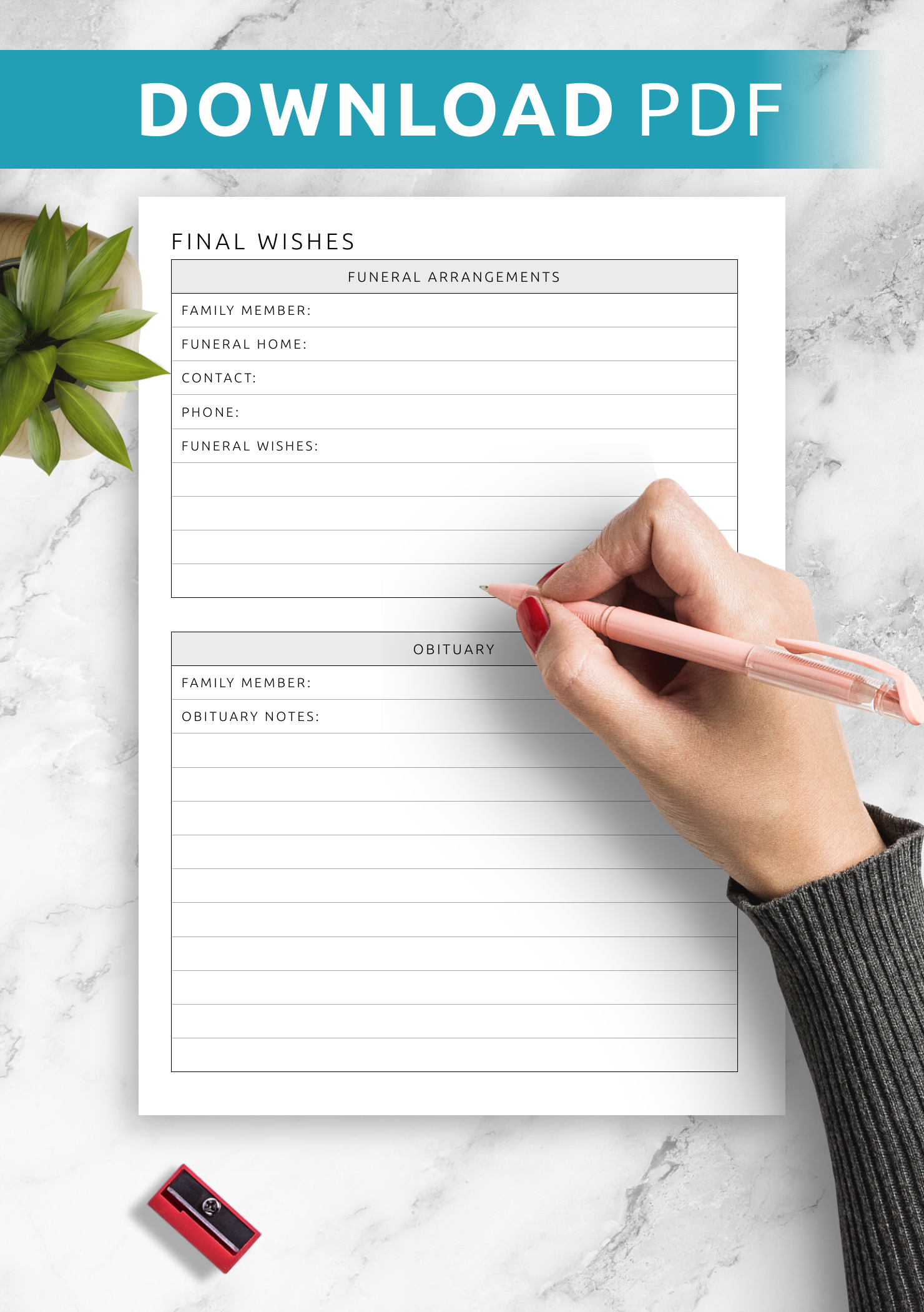 Free Printable Final Wishes Planner Printable Templates By Nora