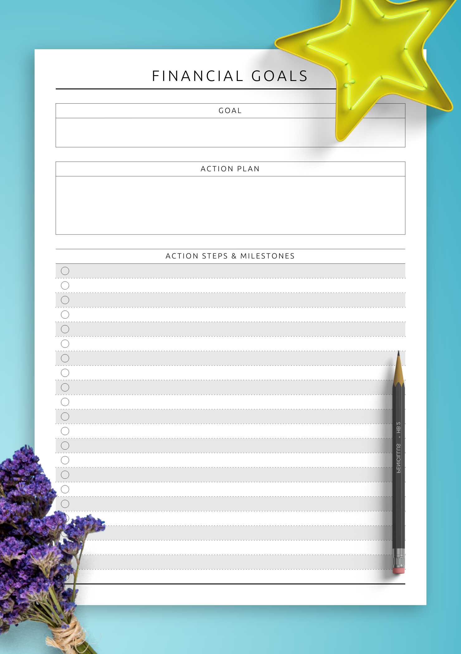 Download Printable Financial Goals Template PDF