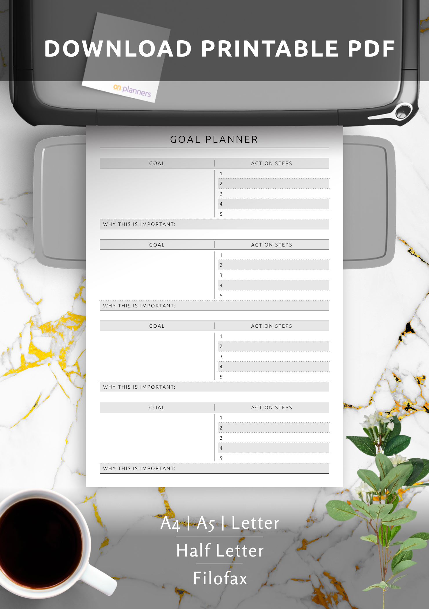Download Printable Fitness Goal Planner Template PDF