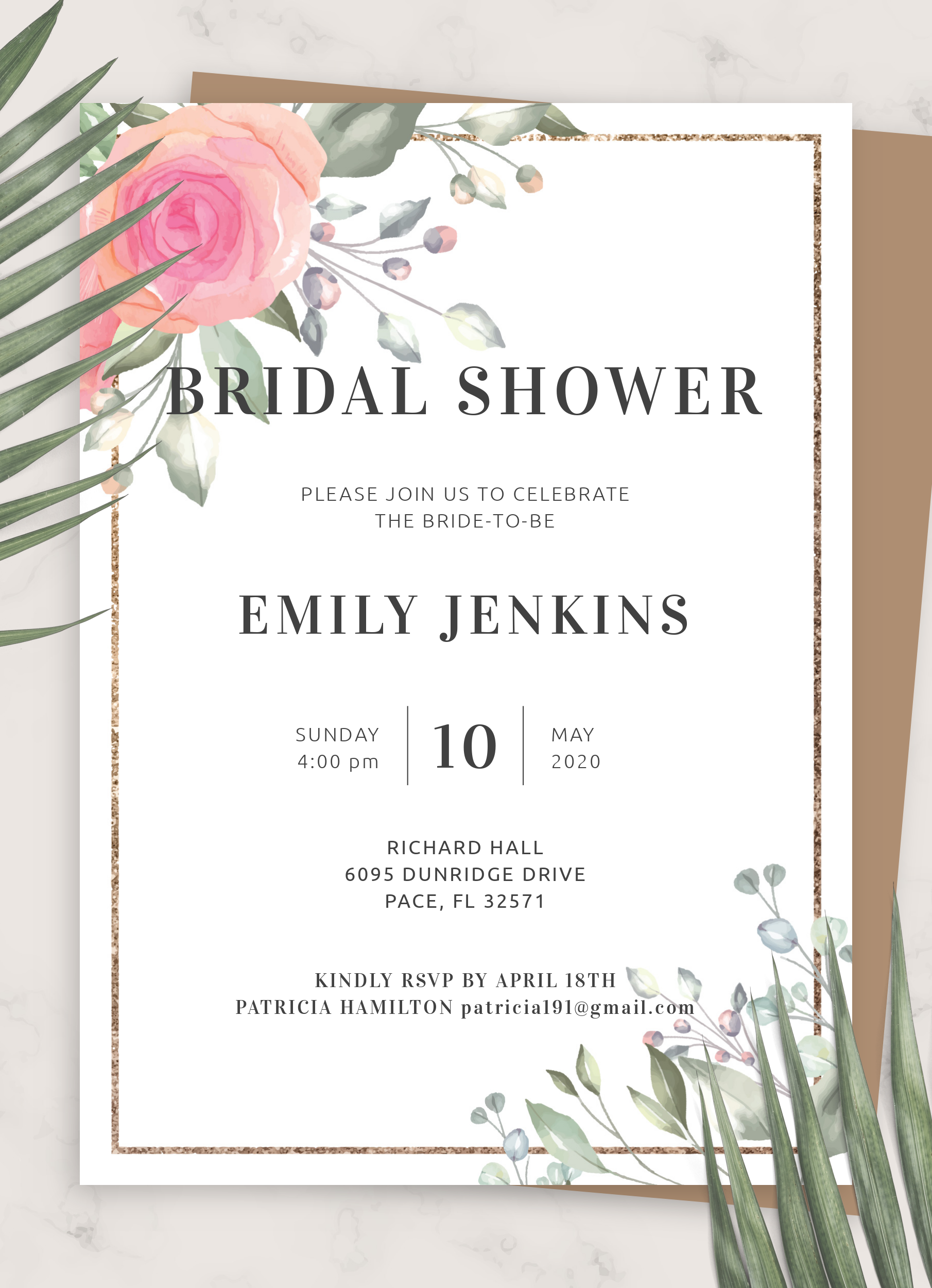 Download Printable Floral Bridal Shower Invitation PDF