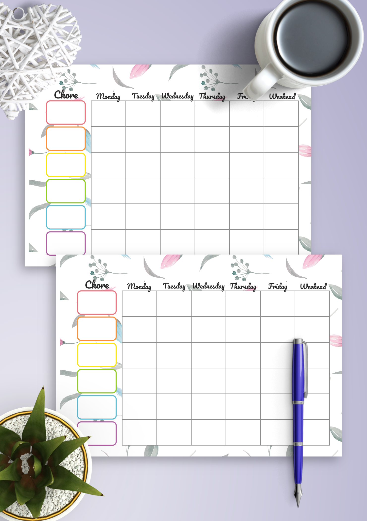 Download Printable Floral Chore Chart Template PDF