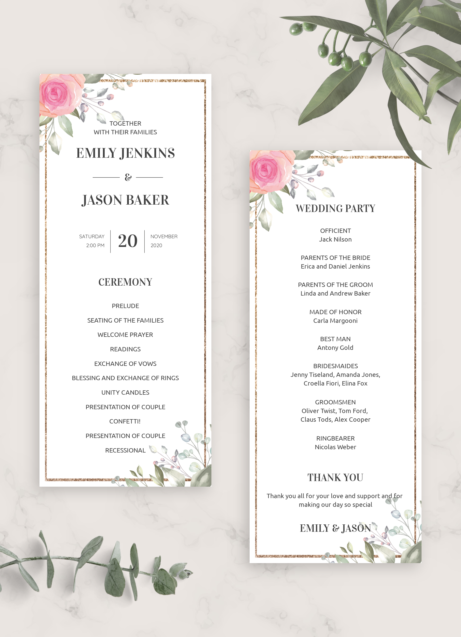 Download Printable Floral Elegant Wedding Program PDF