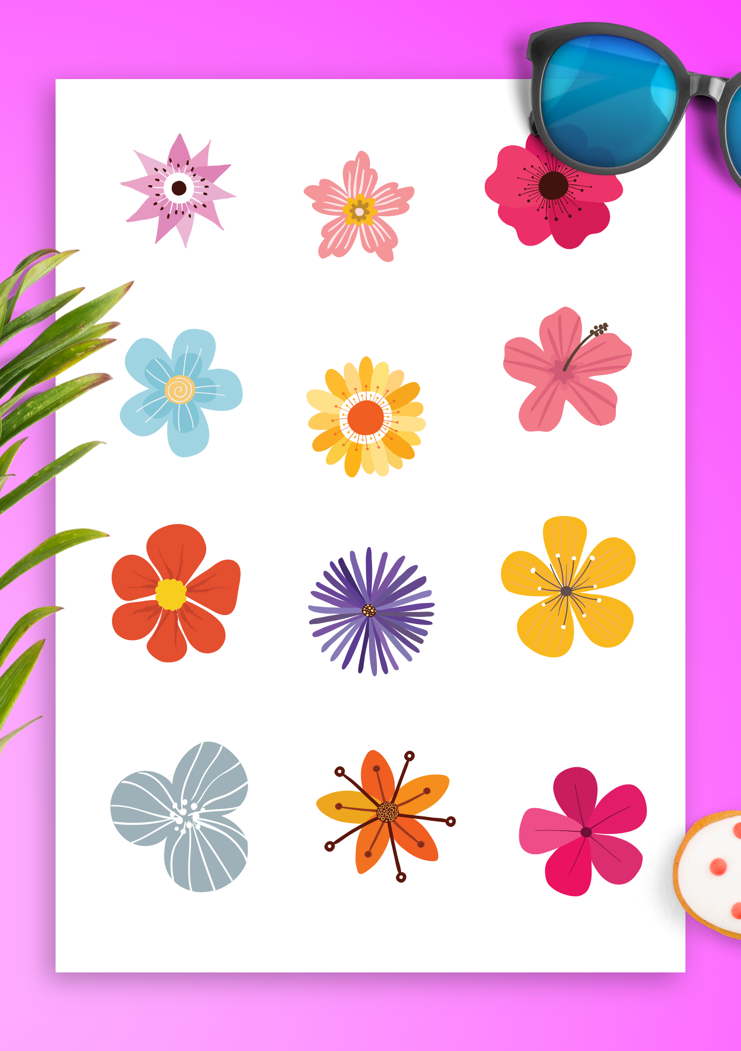 Download Lovely Hand Drawn Flowers Sticker Pack PNG