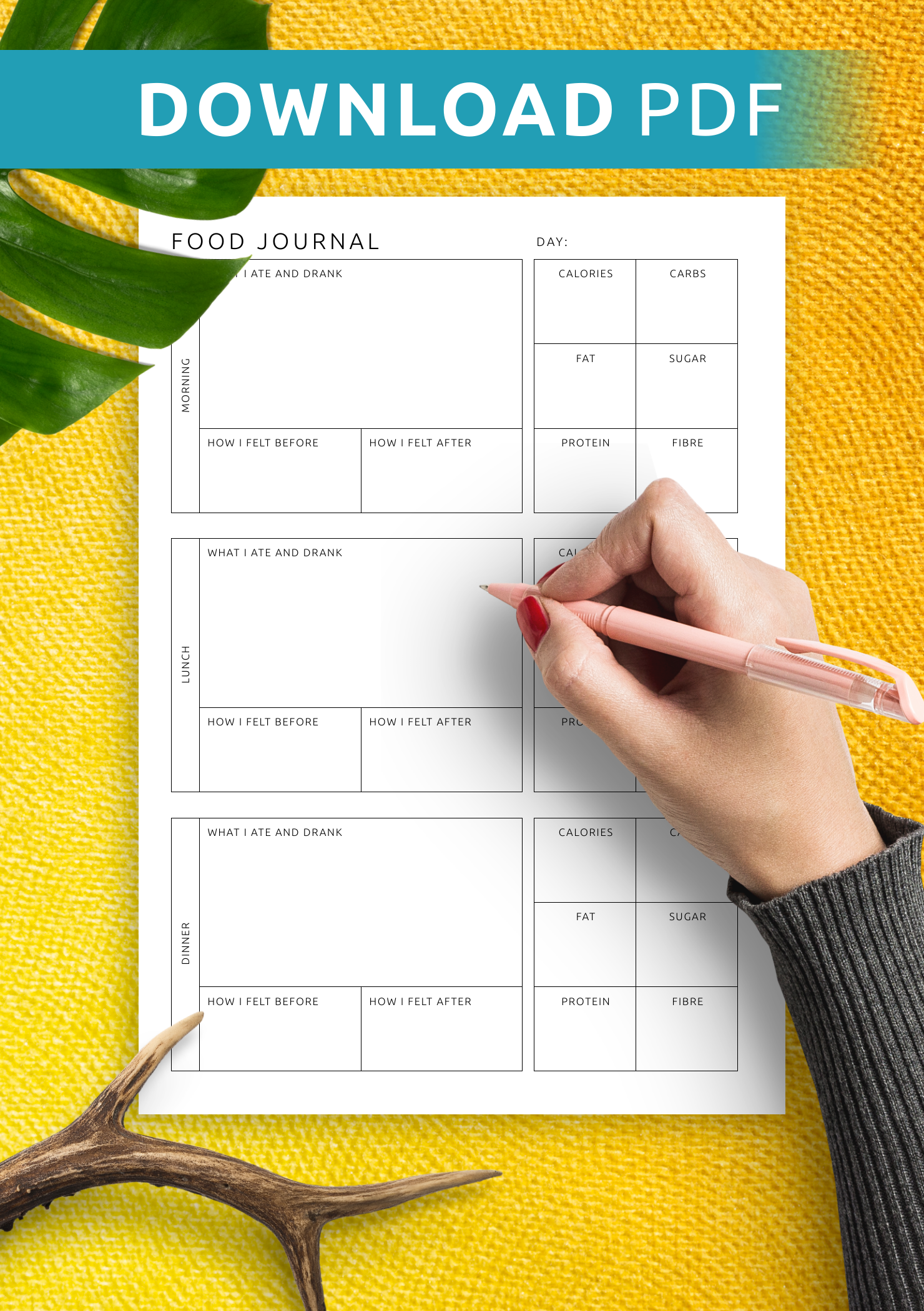 Download Printable Food Journal Template PDF