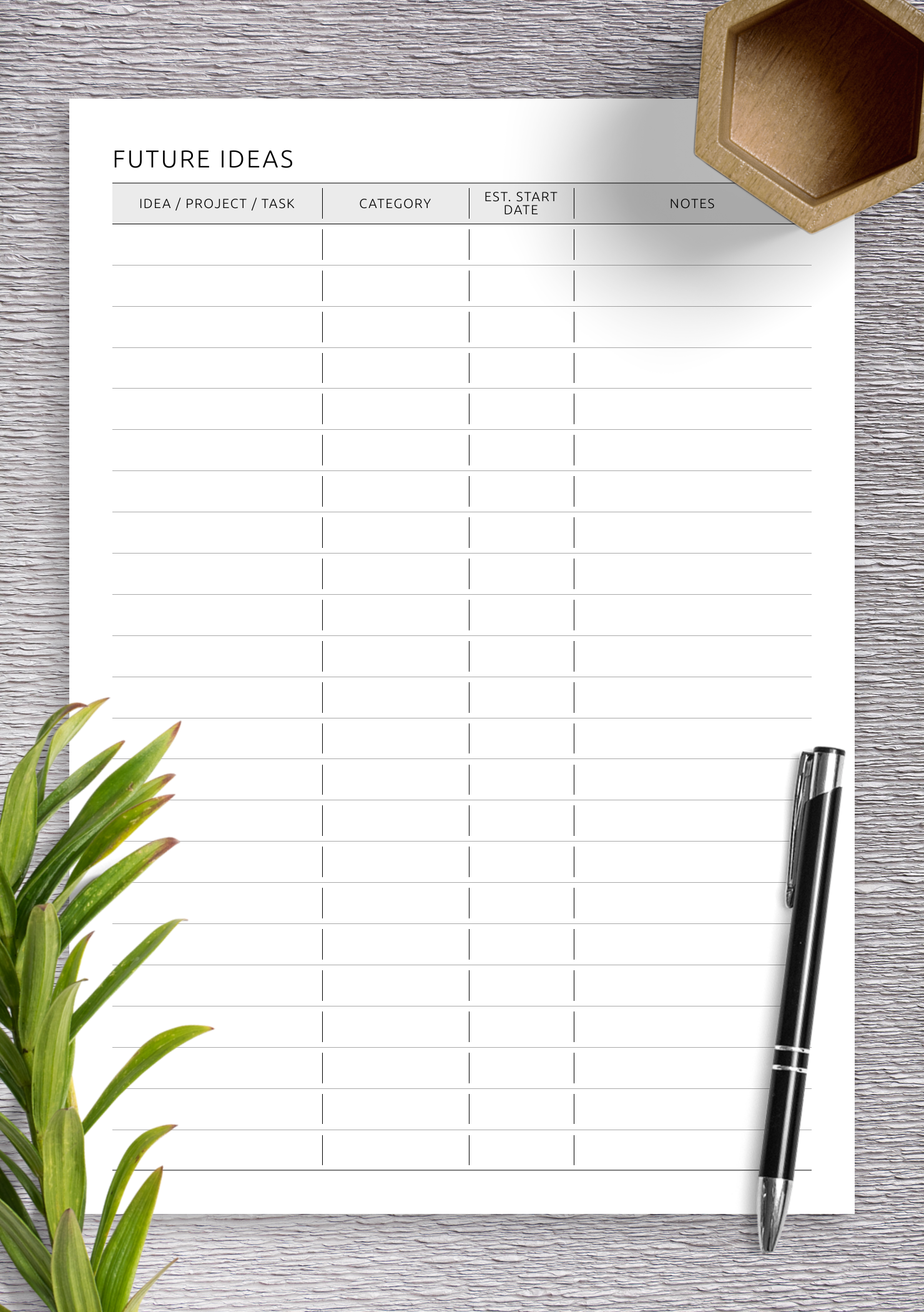 Download Printable Future Ideas Template PDF