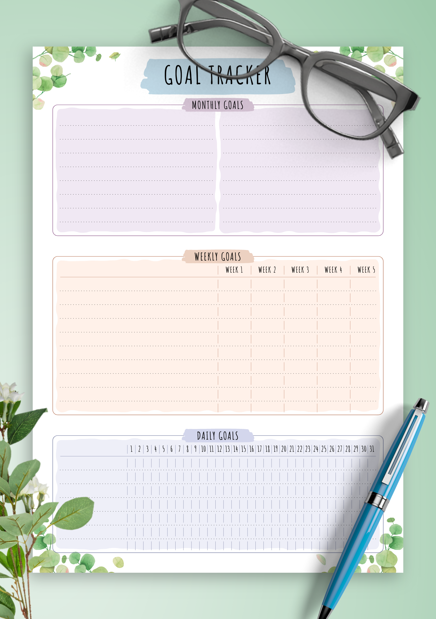Monthly Goal Template